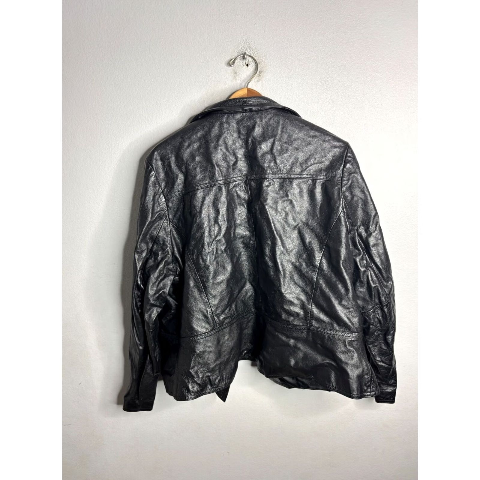 Vintage Wilsons Leather Jacket Womens XL Black Button Maxima Motorcycle Biker VTG 80s Retro Punk City Rock Size XL / US 12-14 / IT 48-50 - 5 Thumbnail