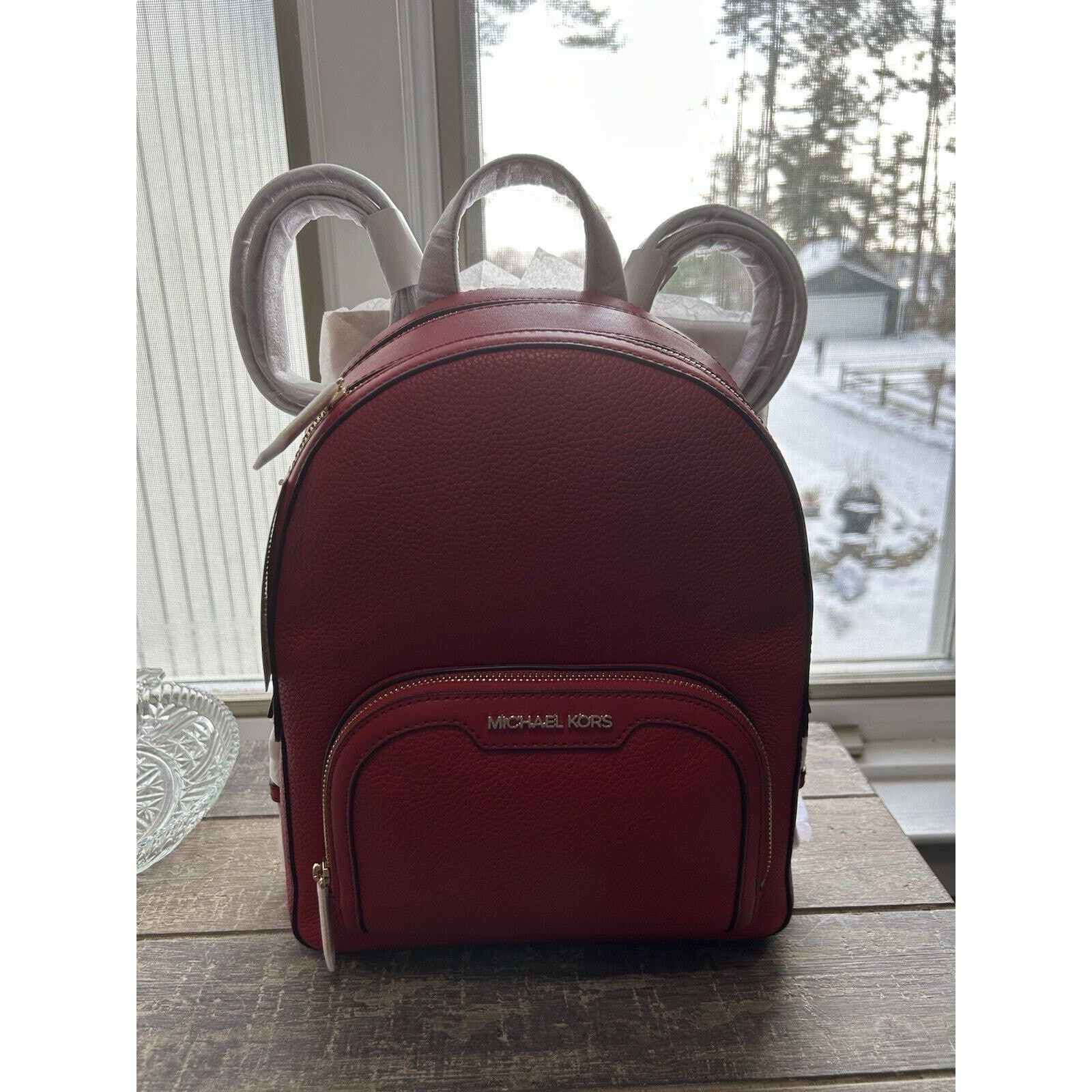 Michael Kors NWT Michael Kors Jaycee Backpack Leather Bright Red MSRP 498 Size ONE SIZE - 8 Thumbnail