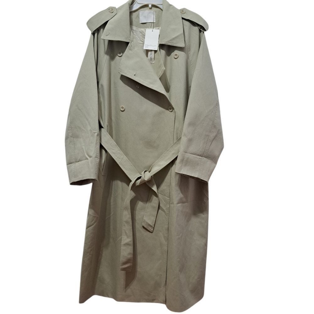 Other Zhou Mo Oversized Trench Coat Tencel Belted No Size Tag Medium Light Olive NWT Size M / US 6-8 / IT 42-44 - 1 Thumbnail