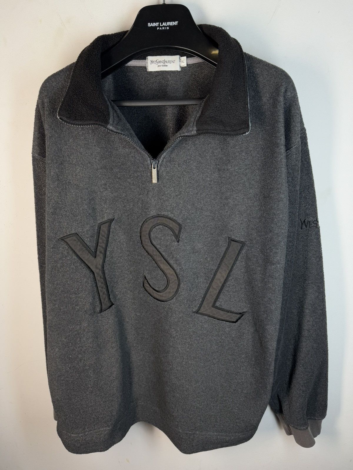 Yves Saint Laurent Fleece YSL Sweatshirt 1/4 Quarter Zip Up Logo Sweater Y2k Size US XL / EU 56 / 4 - 17 Thumbnail