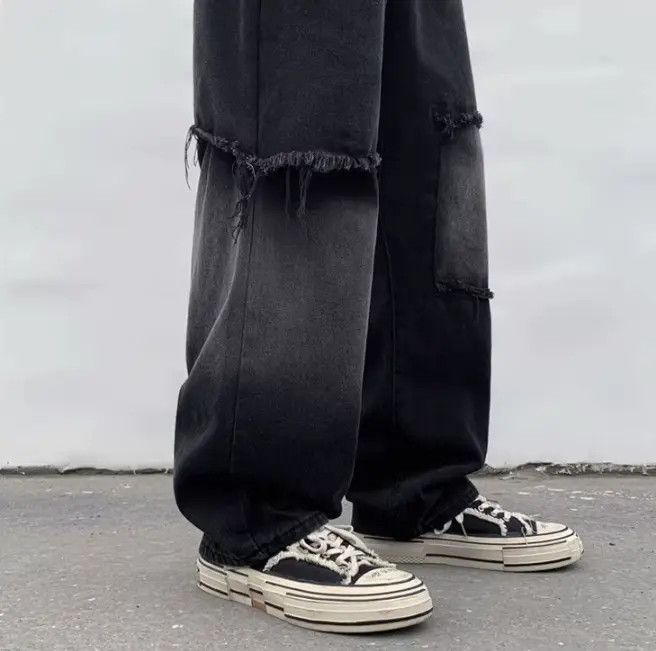 Japanese Brand Retro loose casual patchwork distressed jeans Size US 32 / EU 48 - 3 Thumbnail