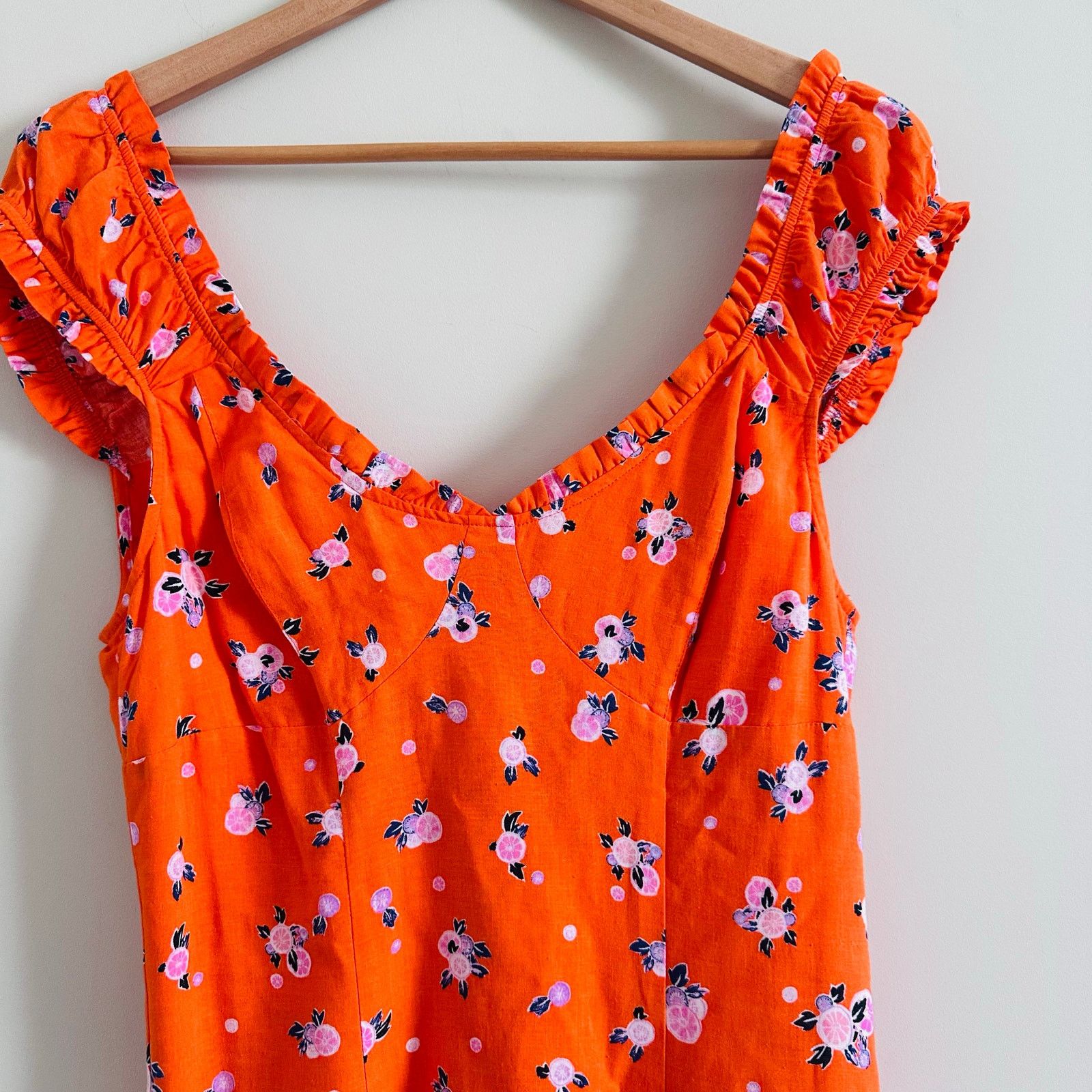 Free People Free People Like A Lady Orange Citrus Printed Mini Dress Size S / US 4 / IT 40 - 3 Thumbnail
