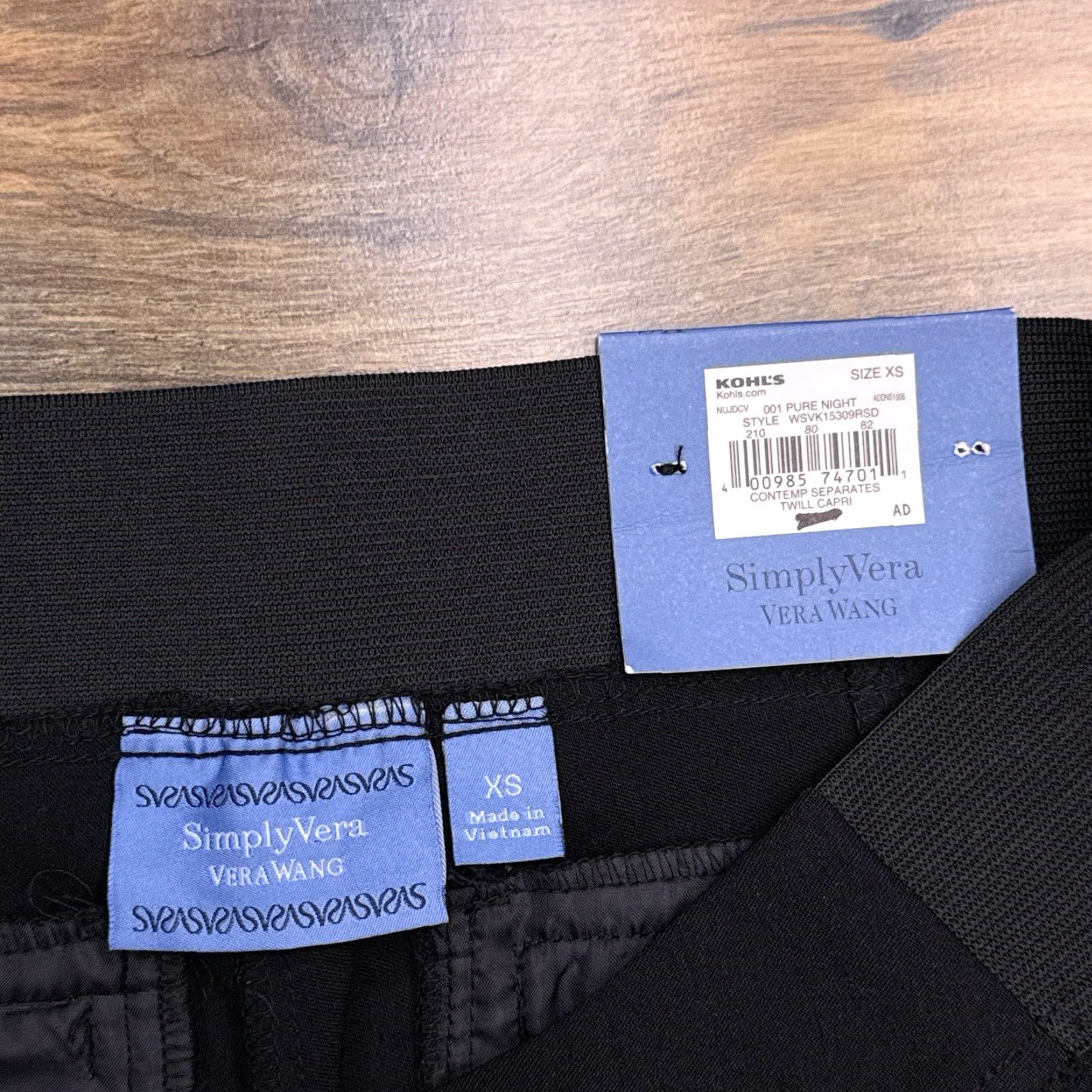 Vintage Simply Vera Wang Capri Leggings XS Black Capri Leggings Women's XS Black Stretch New Size 26" / US 2 / IT 38 - 4 Thumbnail