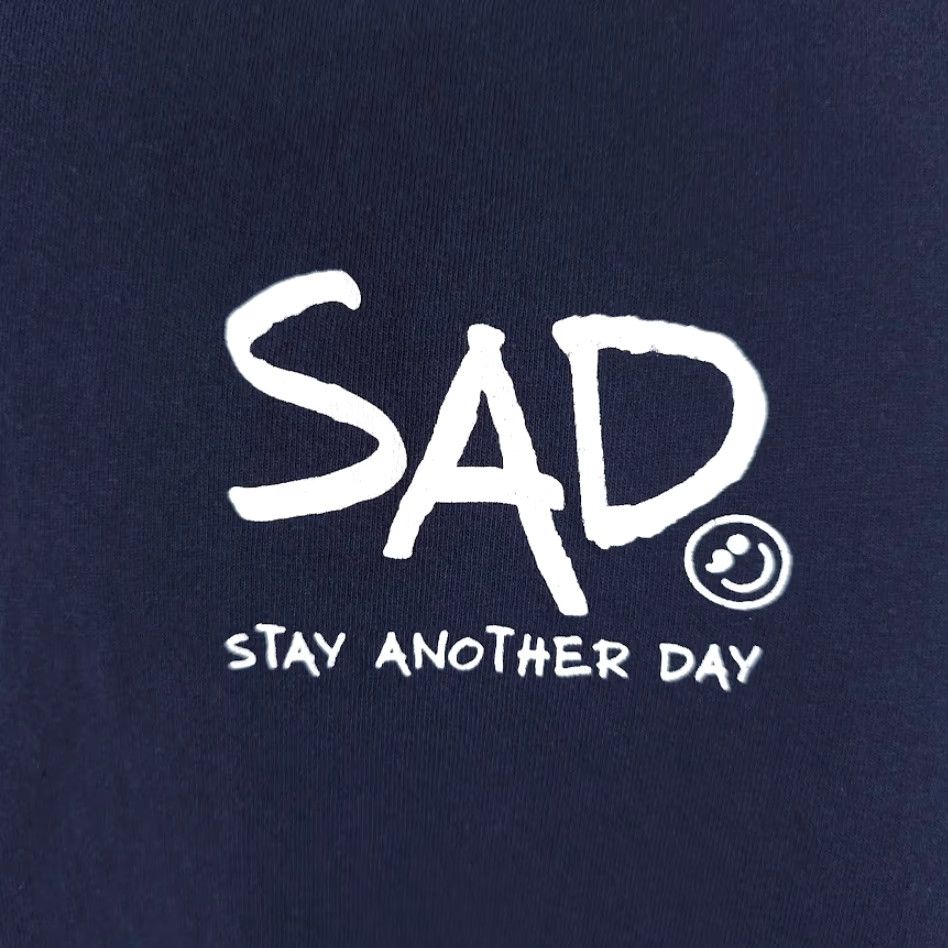 Vintage SAD Stay Another Day T Shirt Mens Large Blue Graphic Tee Mental Health Awareness Shirt Size US L / EU 52-54 / 3 - 3 Thumbnail