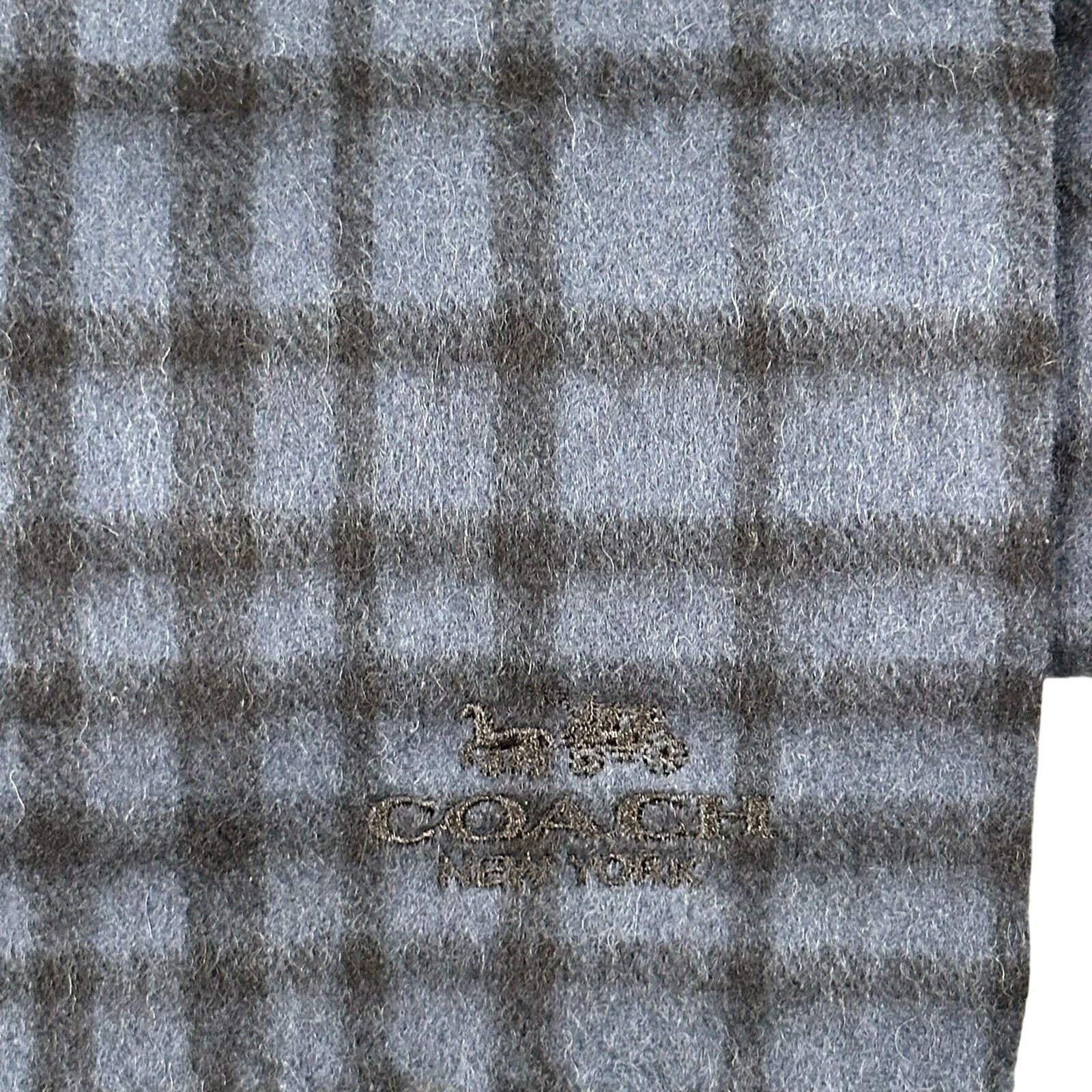 Coach Coach Wild Plaid Scarf Wool Cashmere Navy Black Size ONE SIZE - 3 Thumbnail