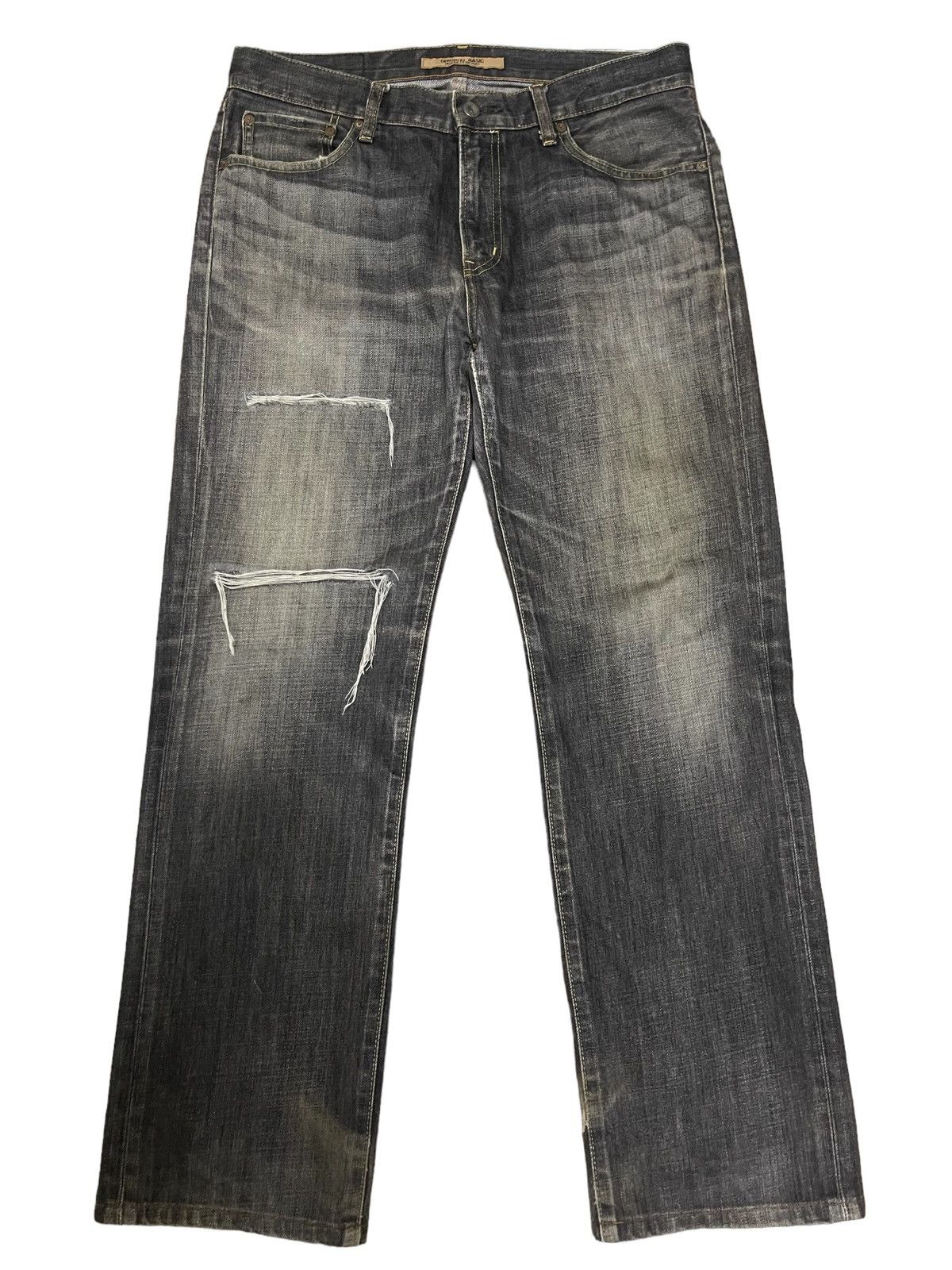 Vintage Japanese Uniqlo Black Wash Distressed Jy