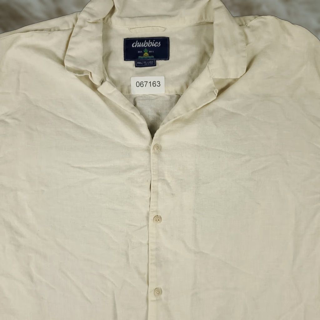 Chubbies Chubbies Shirt Mens 2XL Beige Camp Collar Linen Cotton Button Up Size US XXL / EU 58 / 5 - 1 Thumbnail