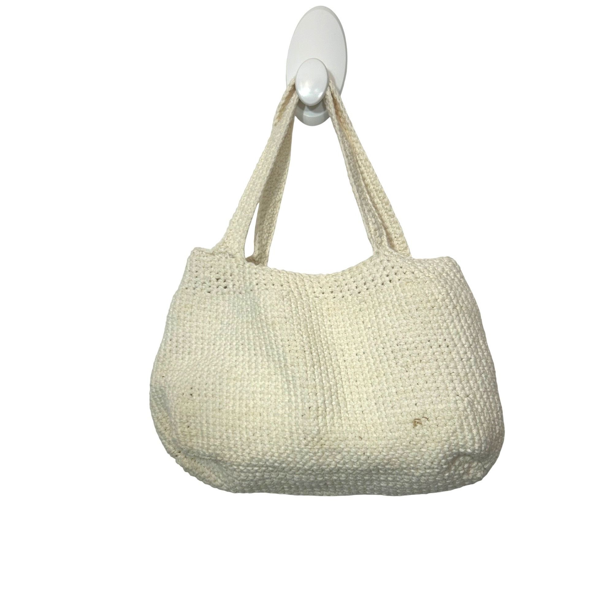 Other Crocheted Tote Bag Vintage Cream Handmade Floral Appliqués S Size ONE SIZE - 3 Thumbnail