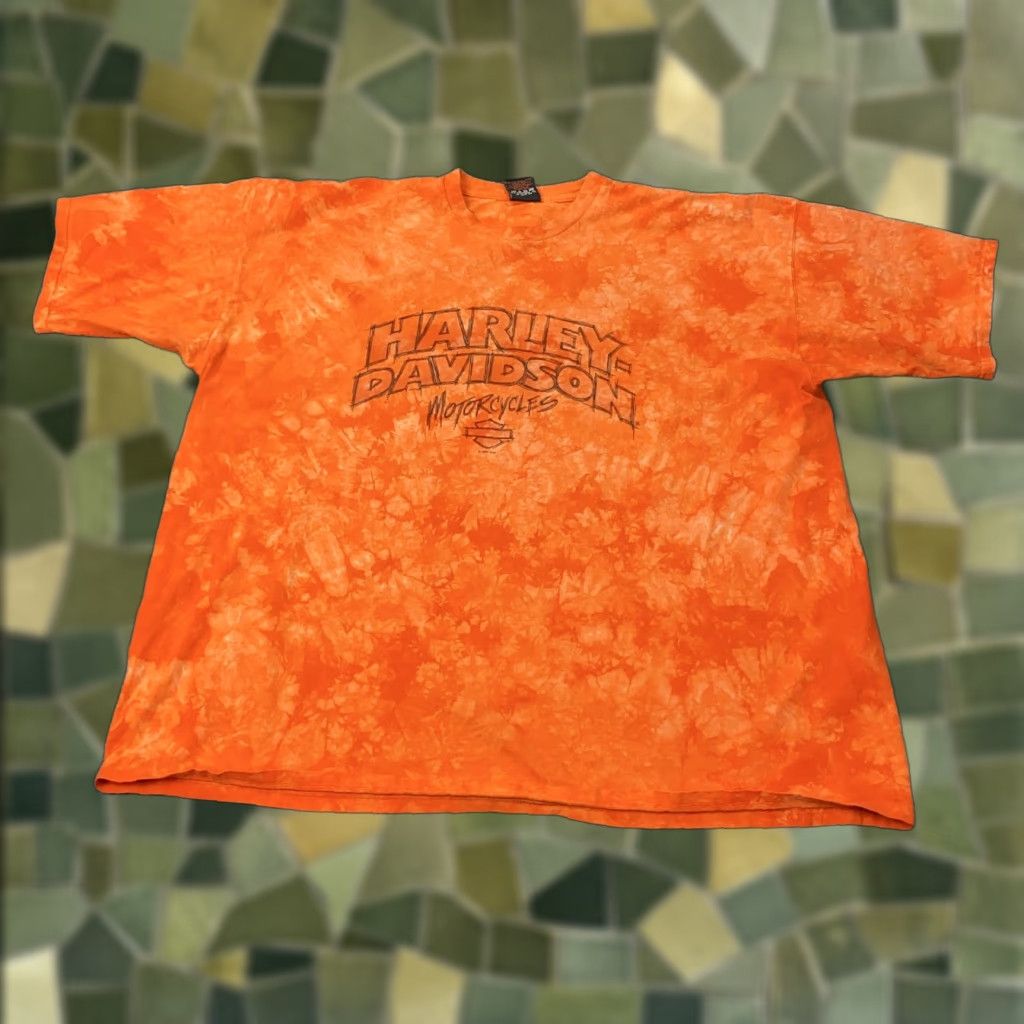 Harley Davidson VINTAGE Harley-Davidson T-Shirt Mens 3XL Short Sleeve Orange Tie Dye Motorcycle Florida 2001 Tee Size US XXL / EU 58 / 5 - 1 Thumbnail