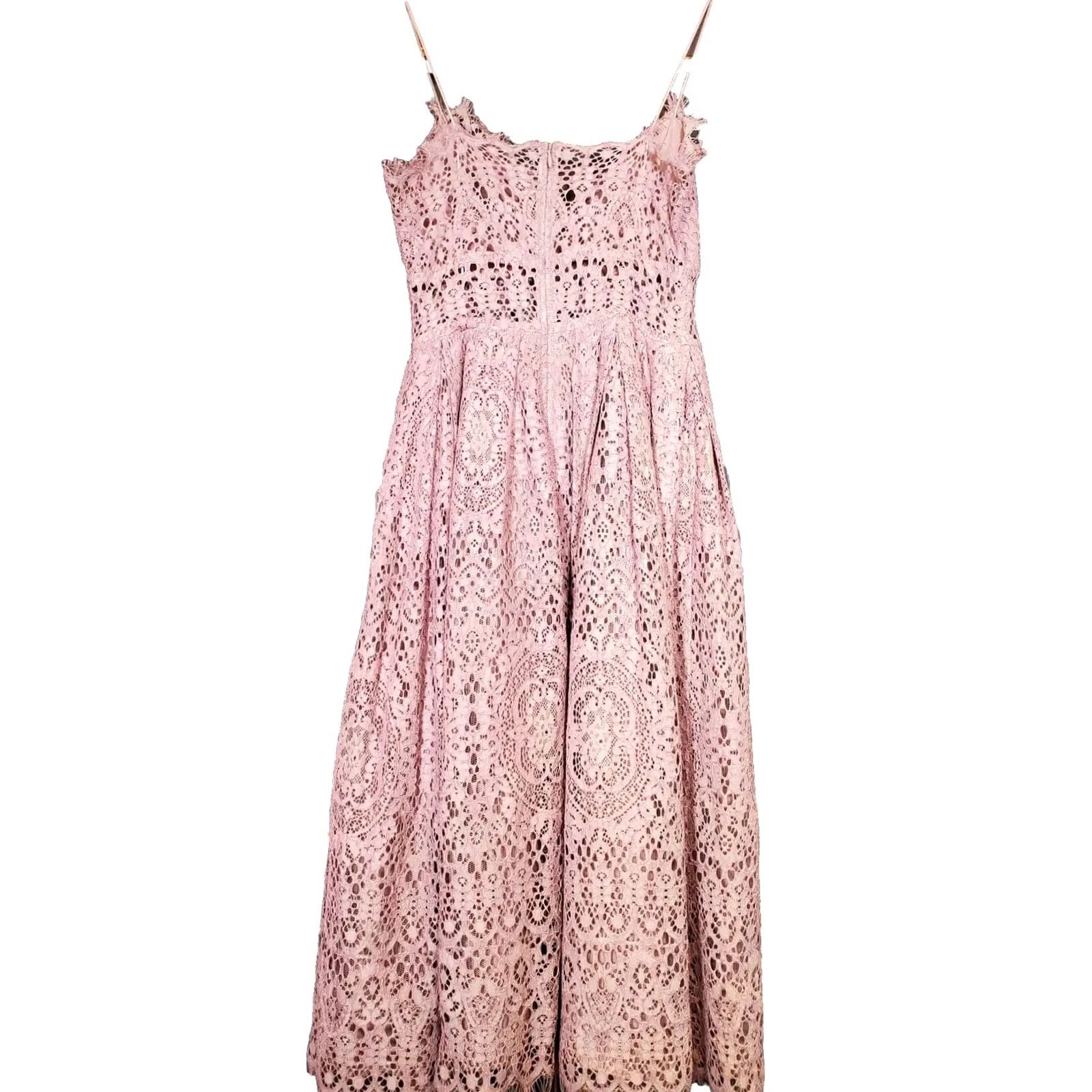 Asos ASOS Dress Womens 4 Pink Design Lace Midi Strappy Shoulder Pale Women Petite Size New Size S / US 4 / IT 40 - 2 Thumbnail