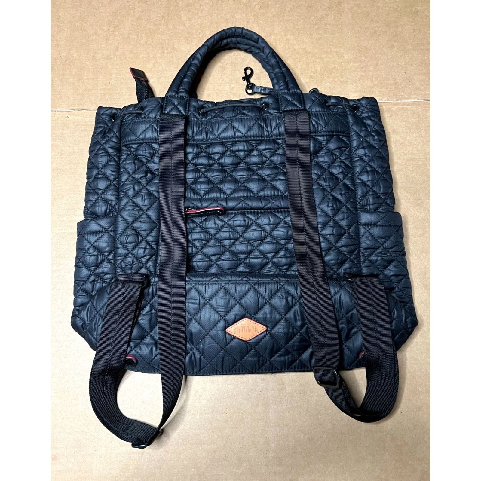 MZ Wallace MZ Wallace Metro Convertible Backpack Tote Medium Black Quilted Nylon Shoulder Bag Size ONE SIZE - 4 Thumbnail