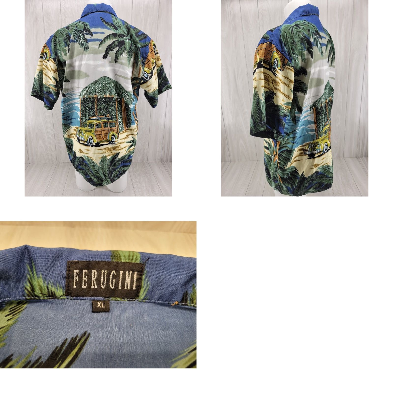 Vintage Ferugini Hawaii Surf Shirt Mens XL Woodie Palm Tree Beach Button-Up Hawaiian Party Casual Size US XL / EU 56 / 4 - 8 Thumbnail