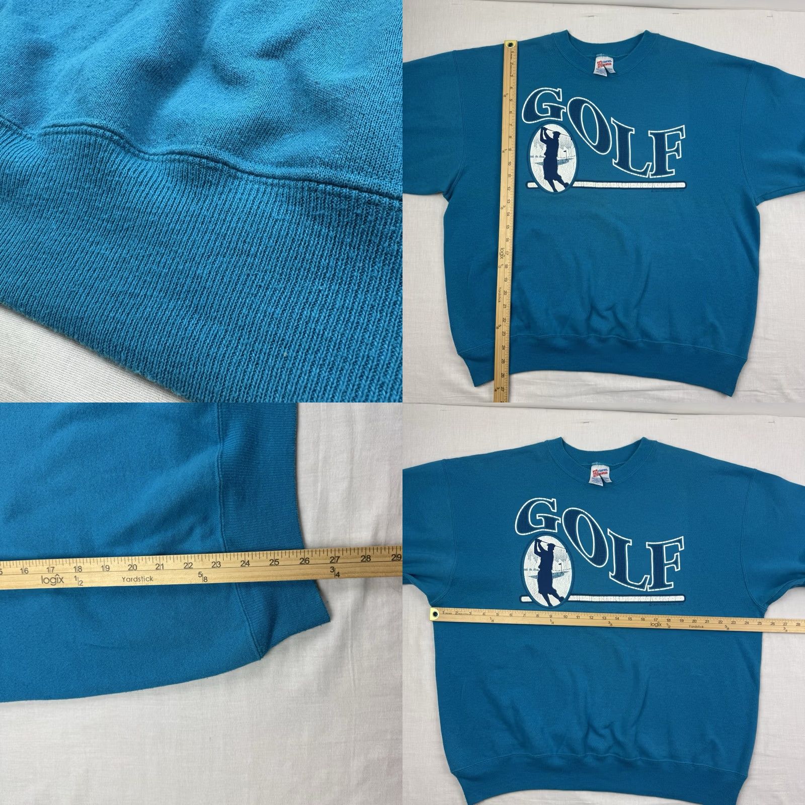 Hanes VINTAGE Hanes Golf Sweatshirt Adult XL Pullover Sport Outdoor Dad 90s USA Blue Size US XL / EU 56 / 4 - 8 Thumbnail
