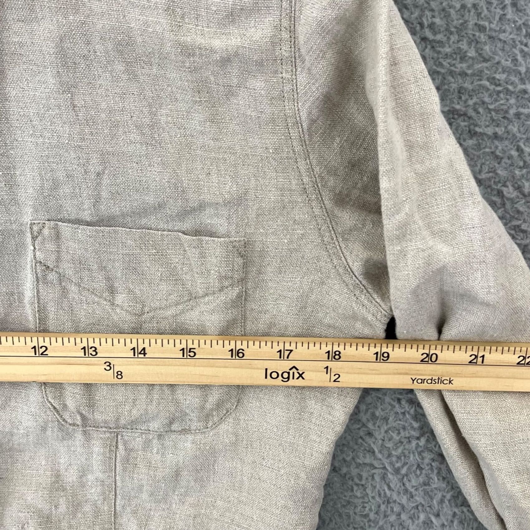 Ann Taylor Ann Taylor Shirt Womens 8 Beige Button Up 100% Linen Pocket Long Sleeve Collar Size M / US 6-8 / IT 42-44 - 6 Thumbnail