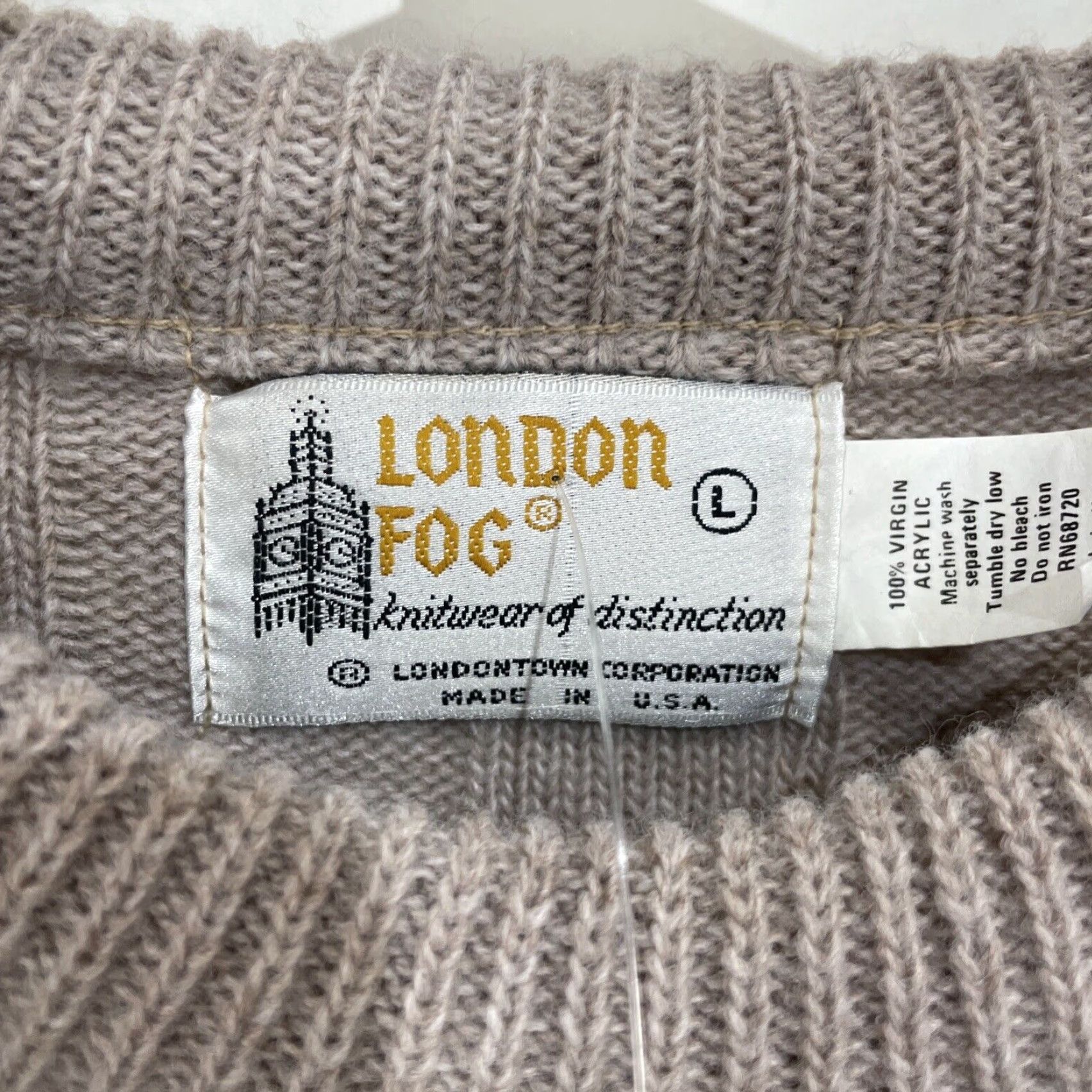 London Fog VINTAGE London Fog Sweater Men Large Knit Crew Neck Tan Geometric Pattern USA 90s Pullover Knits Size US L / EU 52-54 / 3 - 2 Thumbnail