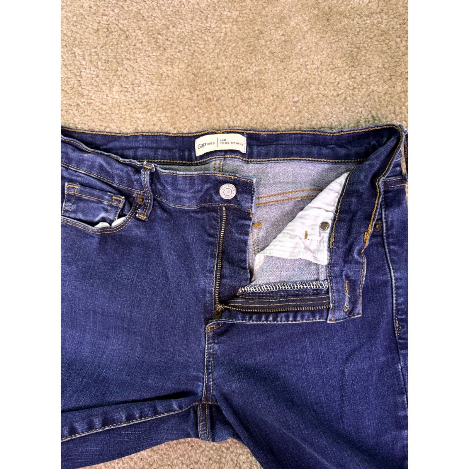 Gap Gap 1969 Womens Blue Denim Jeans Skinny Mid Rise 30R 30 Regular Size 30" / US 8 / IT 44 - 3 Thumbnail