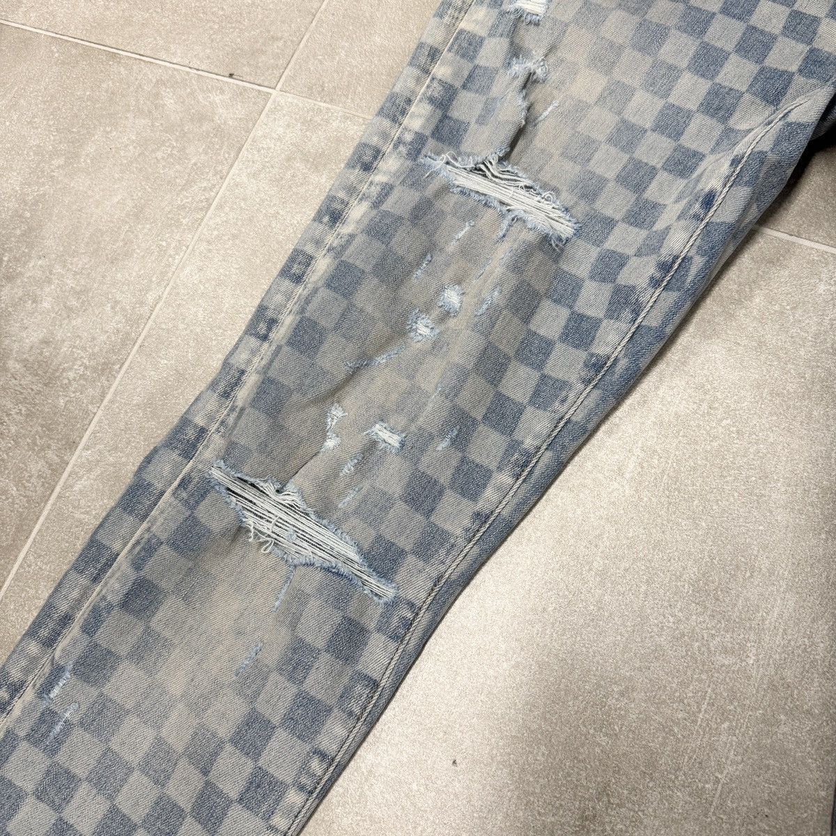 Amiri Amiri Thrasher Checkered Jeans In Blue RRP £770 Size US 31 - 3 Thumbnail