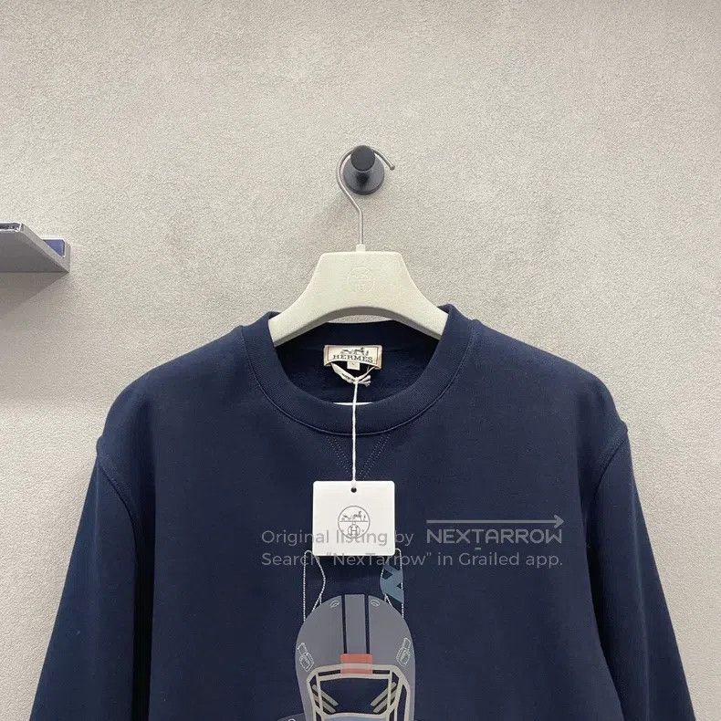 Hermes Hermes Navy Sweatshirt with Animal and Number Print Design Size US L / EU 52-54 / 3 - 4 Thumbnail