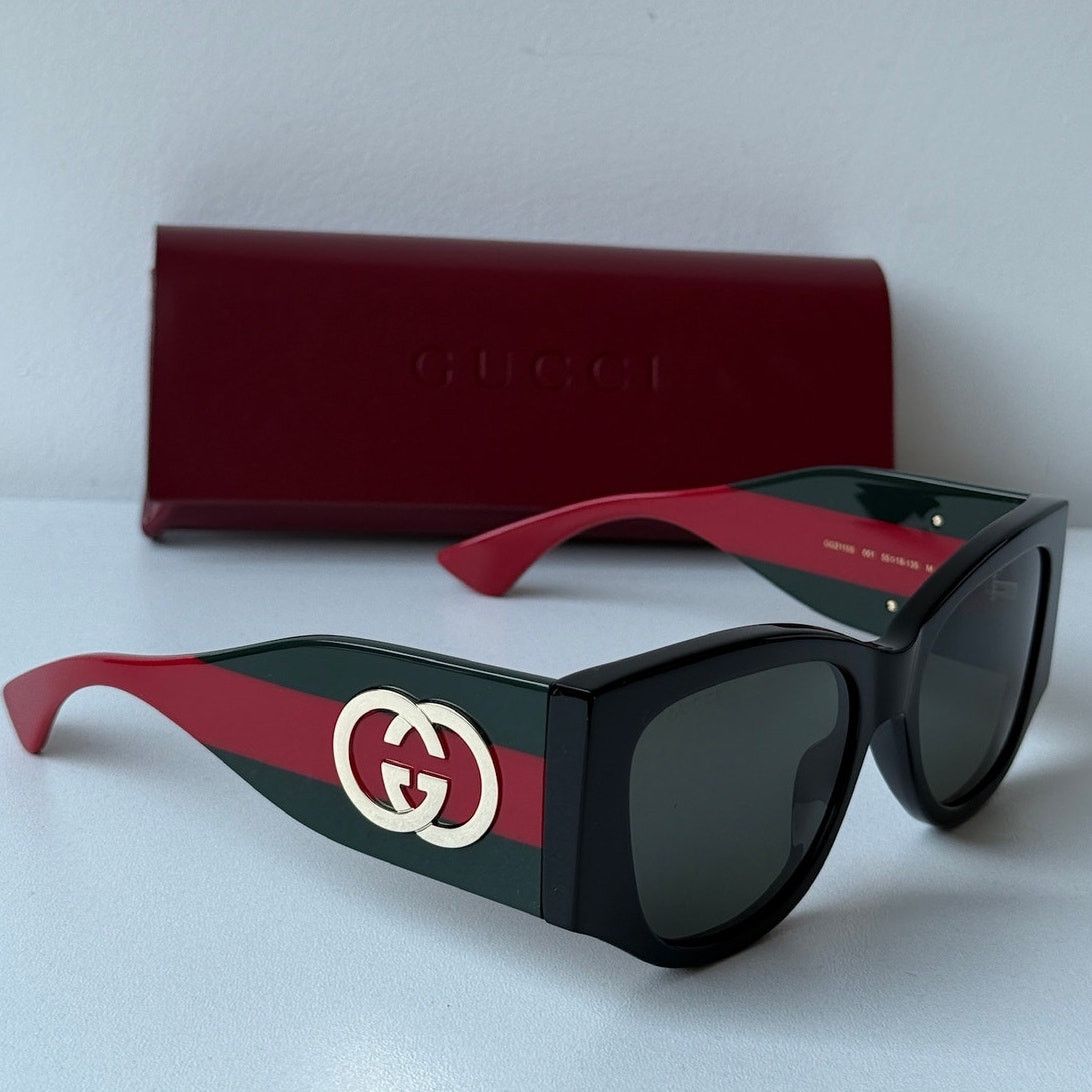 NEW Gucci GG2115S Havana Thick Leg Striped Sunglasses $480 NEW Gucci GG2115S Havana Thick Leg Striped Sunglasses $480 main image 3