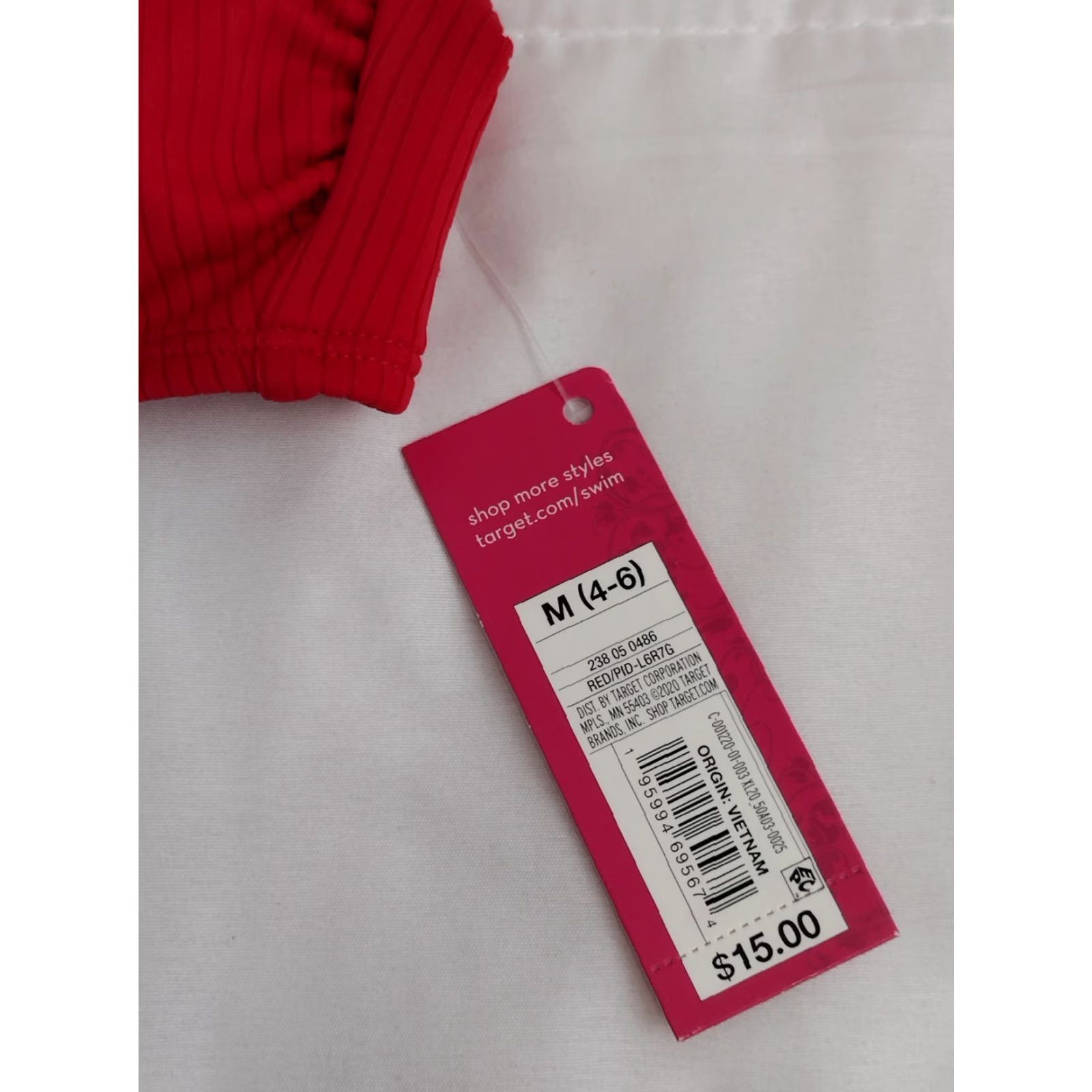 Vintage Xhilaration Bralette Bikini Swim Top Red M Juniors Women Spaghetti Strap Padded Solid Beach Swimsuit Size M / US 6-8 / IT 42-44 - 6 Thumbnail
