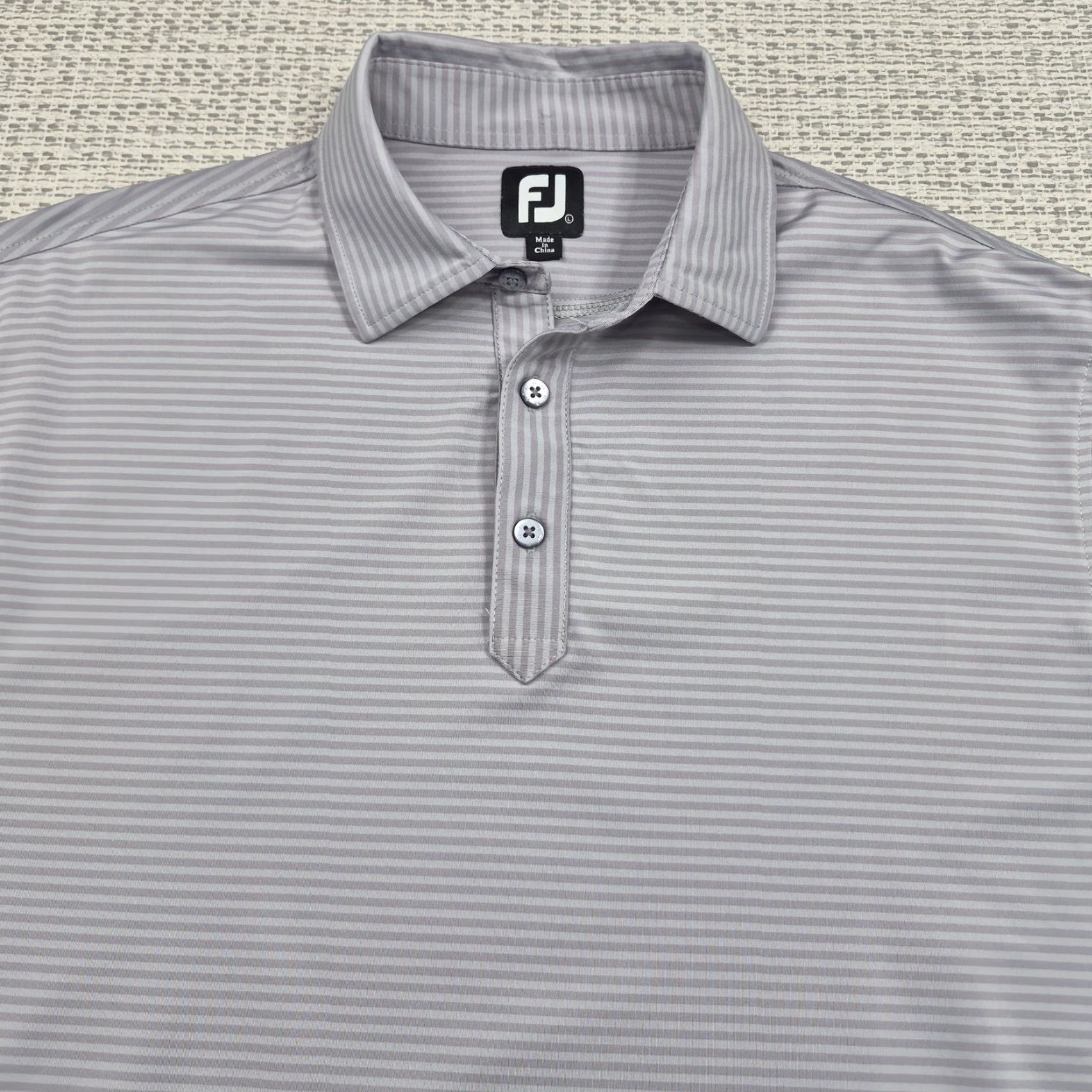 Footjoy FootJoy Golf Polo Shirt Mens Large Gray Stripe Huukan Club Golf Performance Size US L / EU 52-54 / 3 - 3 Thumbnail
