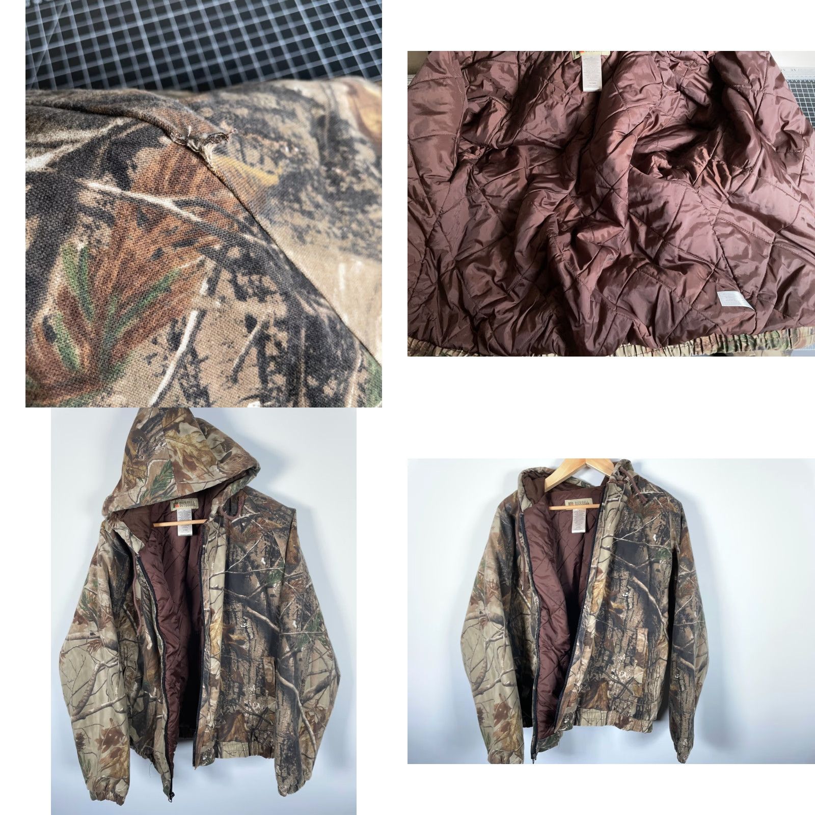 Russell Athletic VINTAGE Russell Outdoors Jacket Camouflage Bomber XL Brown Green Zip Men Size US XL / EU 56 / 4 - 8 Thumbnail
