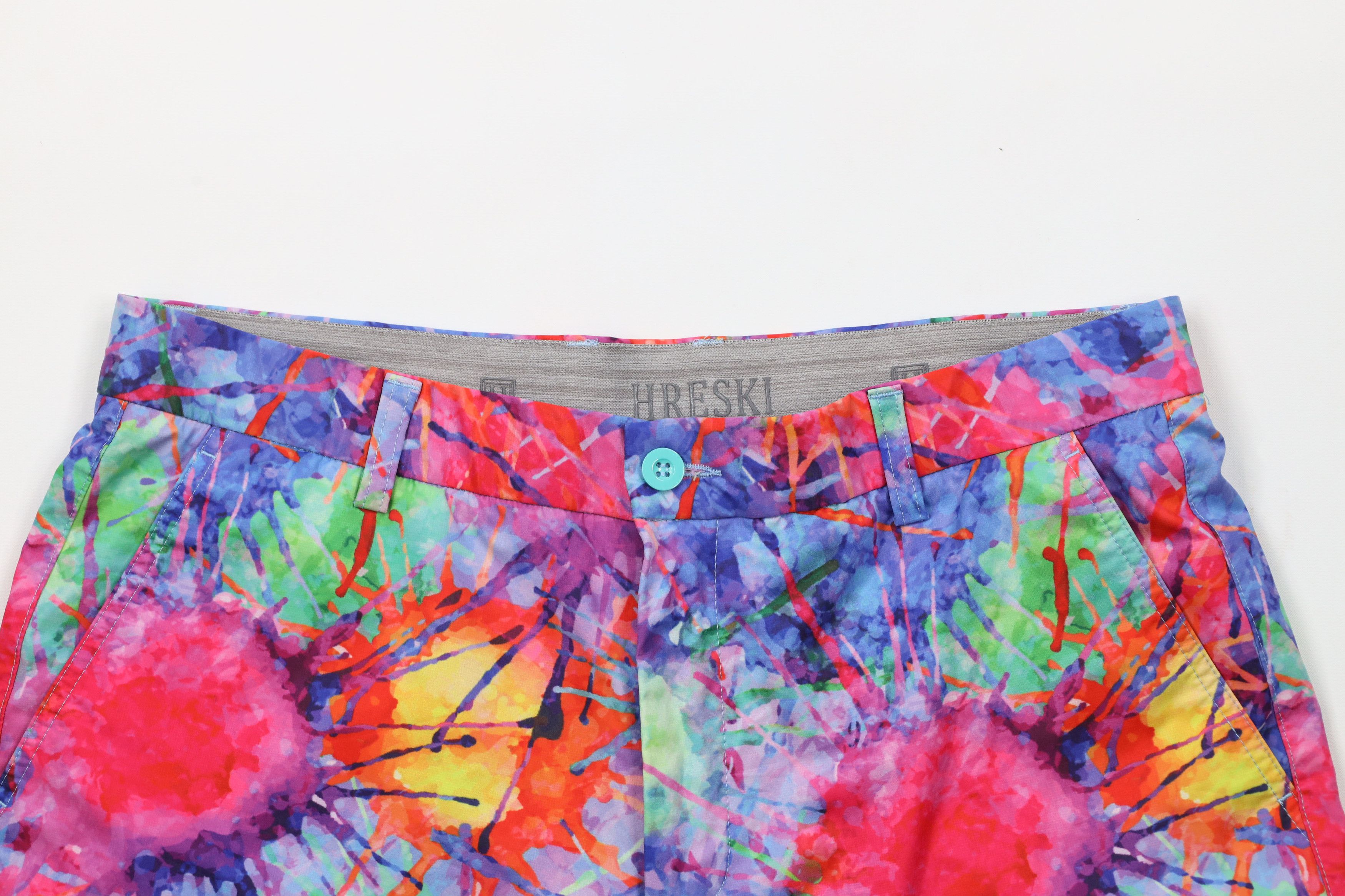 Vintage Hreski Golf Rainbow Paint Splatter Golfing Chino Shorts Size US 34 / EU 50 - 2 Thumbnail