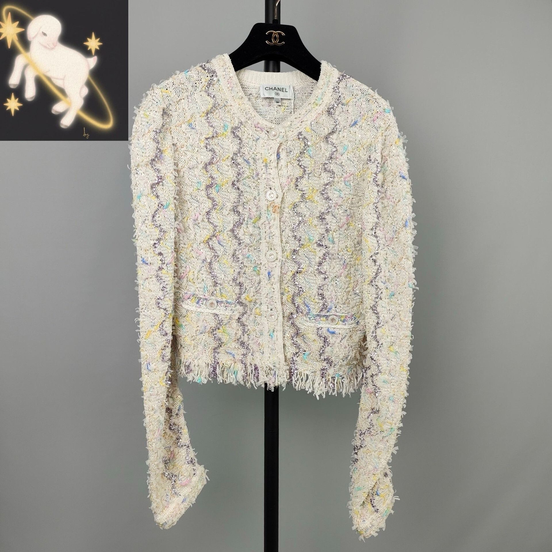Chanel Chanel 22P Cream Sequin Tassel Cardigan Size XS / US 0-2 / IT 36-38 - 1 Thumbnail