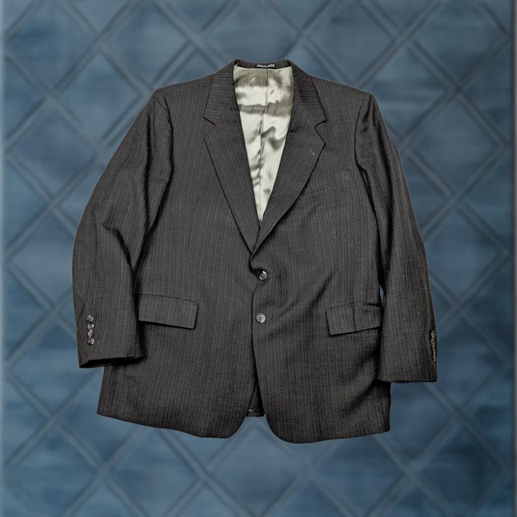 Vintage Arnol d Palmer II Mens 46R Gray Pinstripe Blazer Jacket 2 Button Notch Lapel Four-Button Single-Breasted Wool 45% Wool Casual Formal Business Men Size 46R - 1 Thumbnail