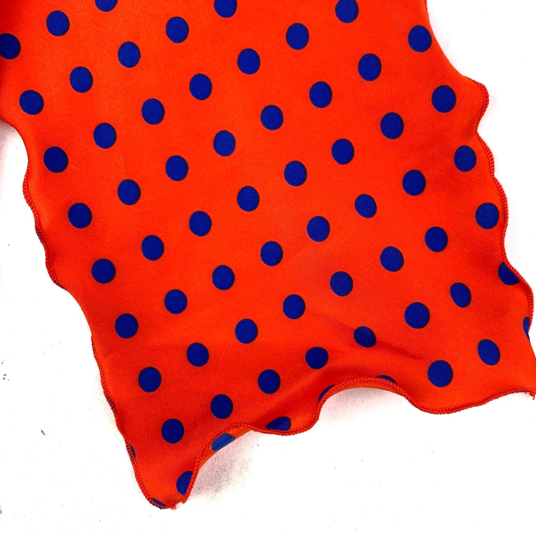 Vintage VINTAGE Scarf Neck Orange Red Blue Polka Dot 7" x 36" Women Rectangle Scarf Adults Womens Size ONE SIZE - 2 Thumbnail
