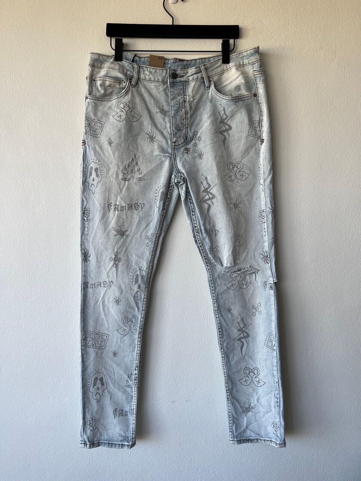 Ksubi new Ksubi mens denim jean chitch 38 blue stik n poke print Size US 38 / EU 54 - 1 Thumbnail