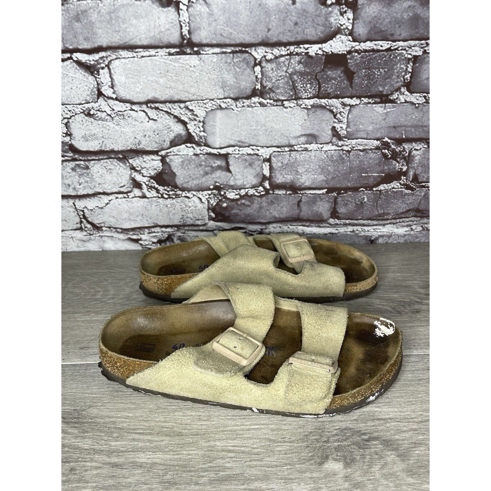 Birkenstock Birkenstock Arizona SOFT FOOTBED Beige Suede Leather Sandals Size US 10 / IT 40 - 5 Thumbnail