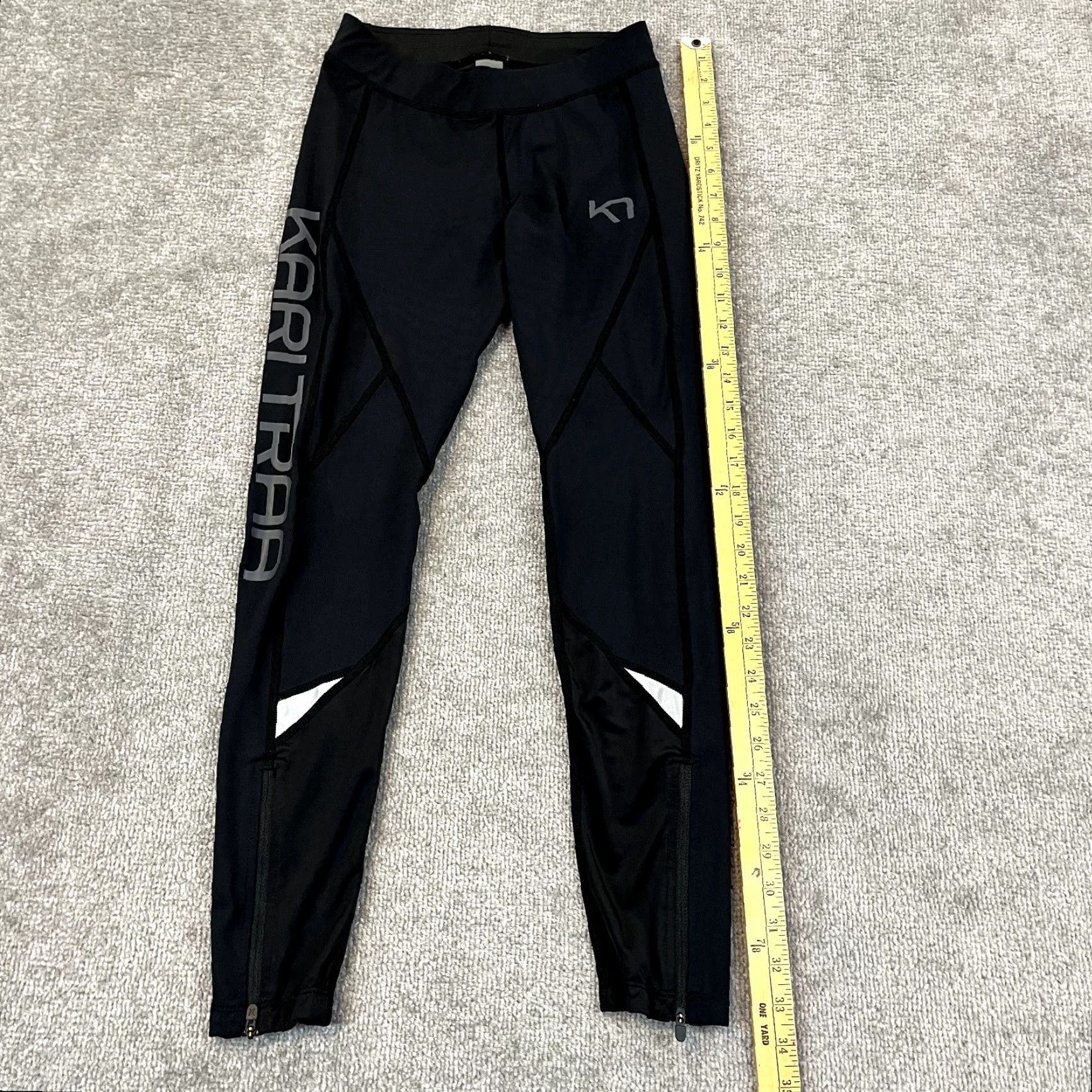 Lululemon KARI TRAA Leggings Women Small Black Ankle Zip Reflective Low Rise Waist Stretch Size 28" / US 6 / IT 42 - 3 Thumbnail