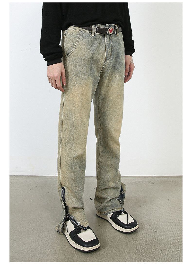 Japanese Brand × Jean Washed distressed side zip straight jeans Size US 32 / EU 48 - 6 Thumbnail