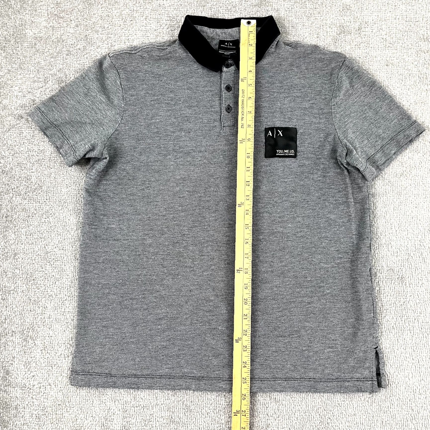 Armani Exchange ARMANI EXCHANGE Polo Shirt Men Large Gray You Me Us Contrast Collar Short Sleeve Size US L / EU 52-54 / 3 - 4 Thumbnail