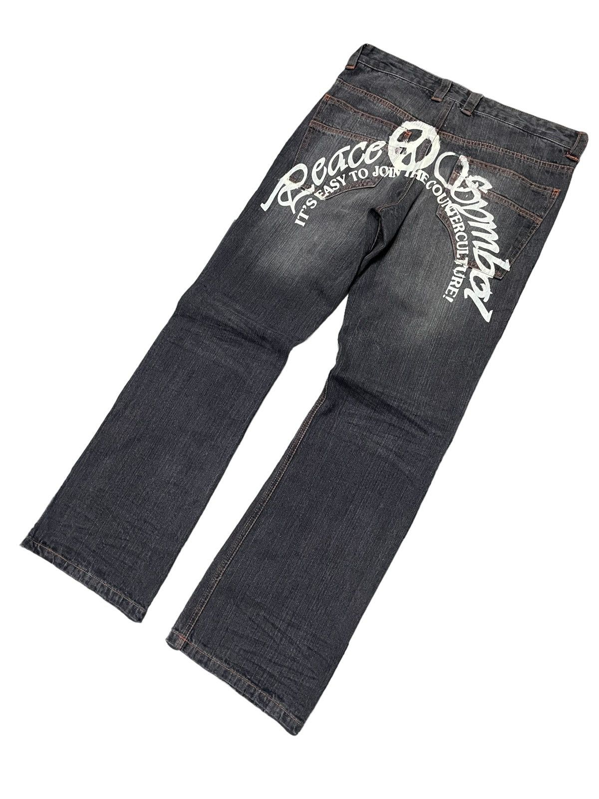 GOSTAR DE FUGA × Hysteric Glamour × Japanese Brand Peace Symbol Japan Daicock Evisu Styled Flared Jeans Size US 30 / EU 46 - 3 Thumbnail