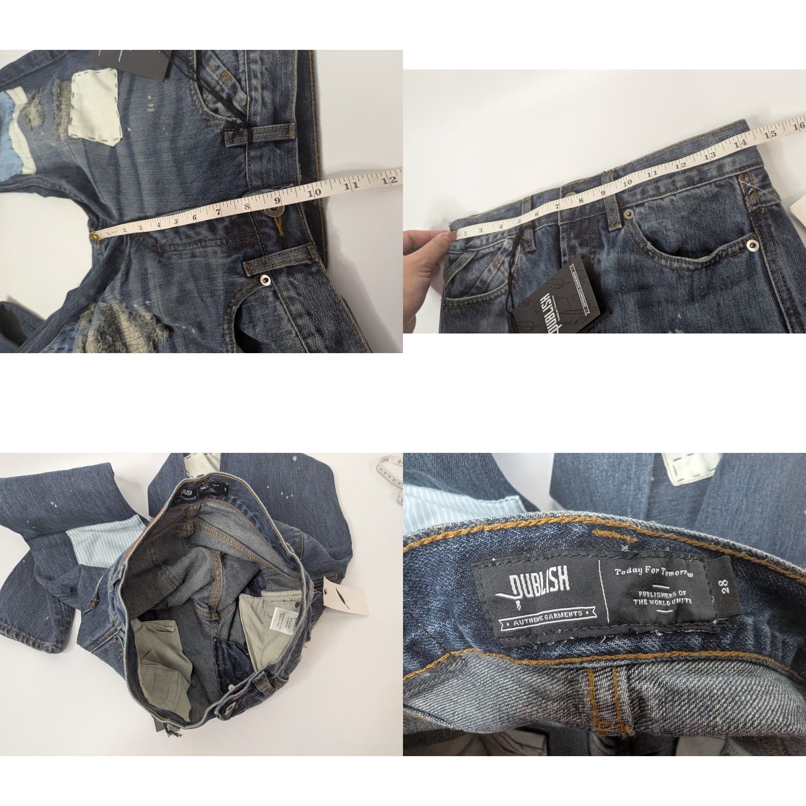 J Brand Publish Brand Jeans Men Snyder Denim Paint Distressed Patchwork Size 28 Blue 31in Inseam (NWT) Regular Straightbox Size US 28 / EU 44 - 8 Thumbnail