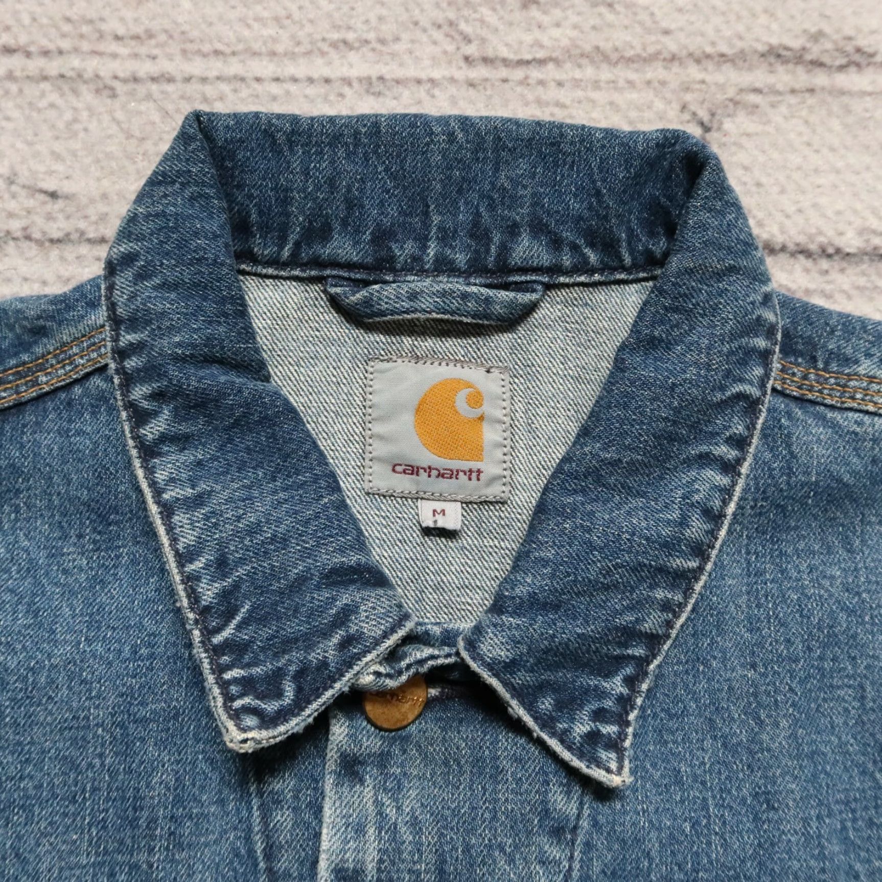 Carhartt Carhartt Work In Progress Western Denim Trucker Jean Jacket Shirt Mens Medium Wash Size US 31 - 6 Thumbnail
