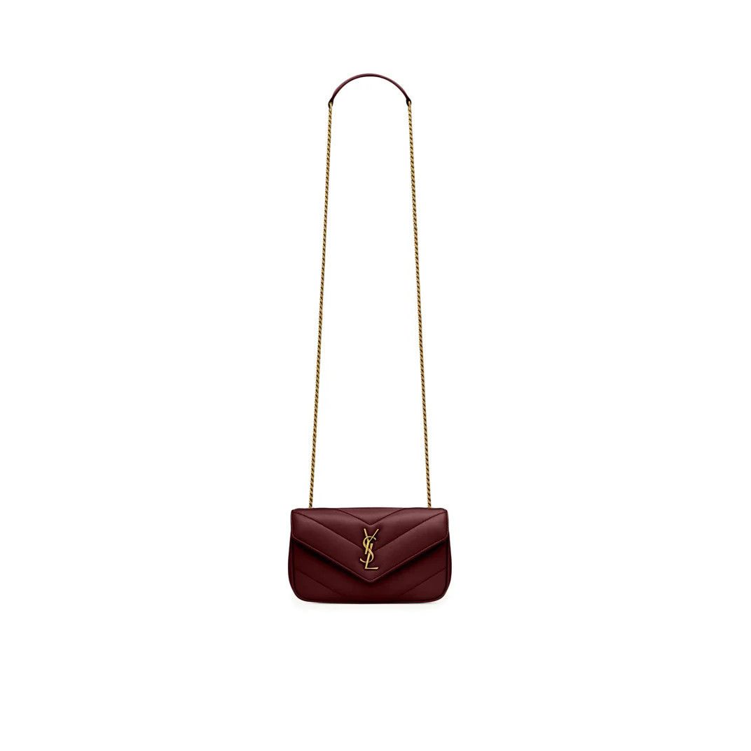SAINT LAURENT Loulou Mini $2150 Rouge Cabernet Leather Shoul