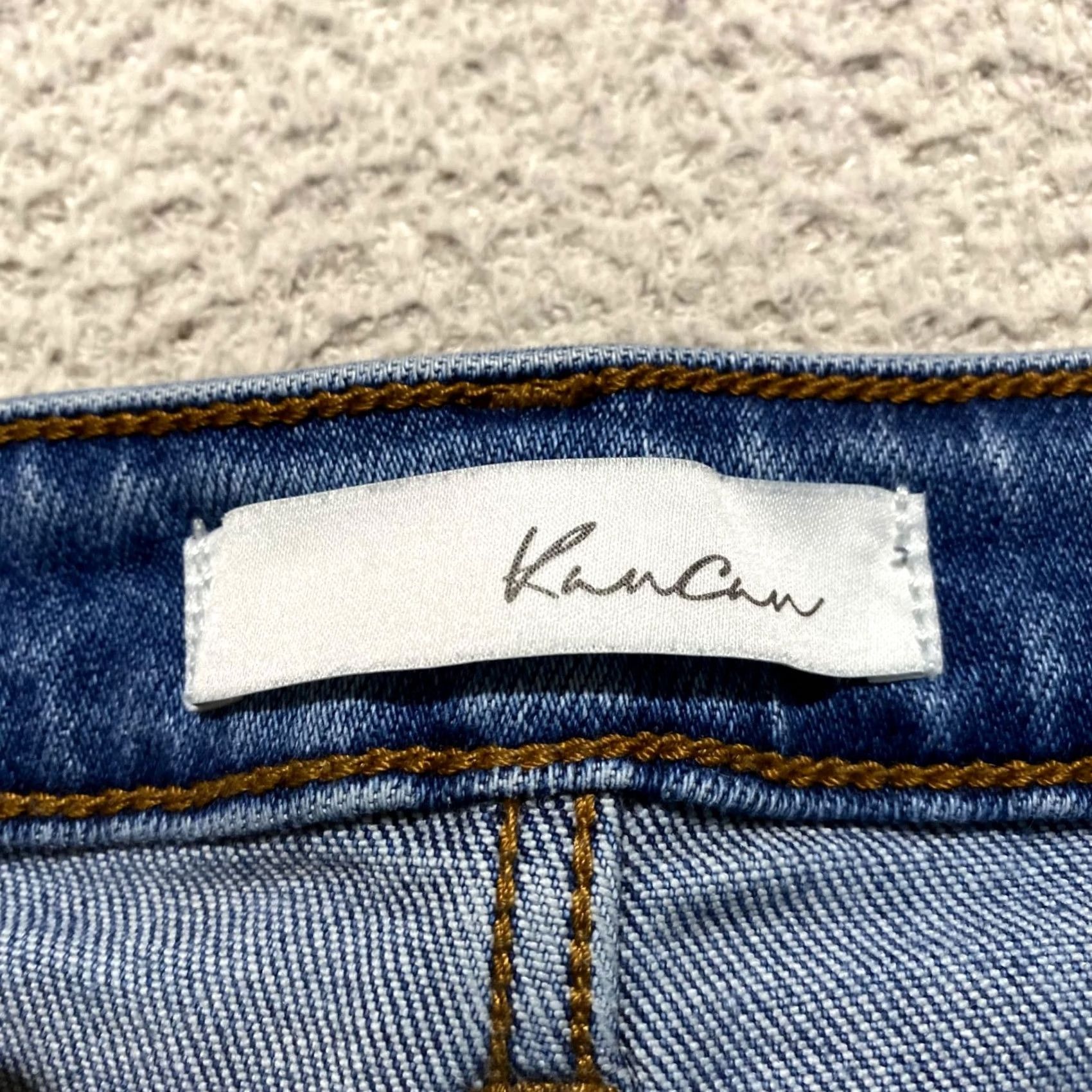 Vintage KanCan Womens Jeans Blue Denim Medium Wash Skinny Raw Hem Distress High Rise Size 11 Size 32" / US 10 / IT 46 - 3 Thumbnail