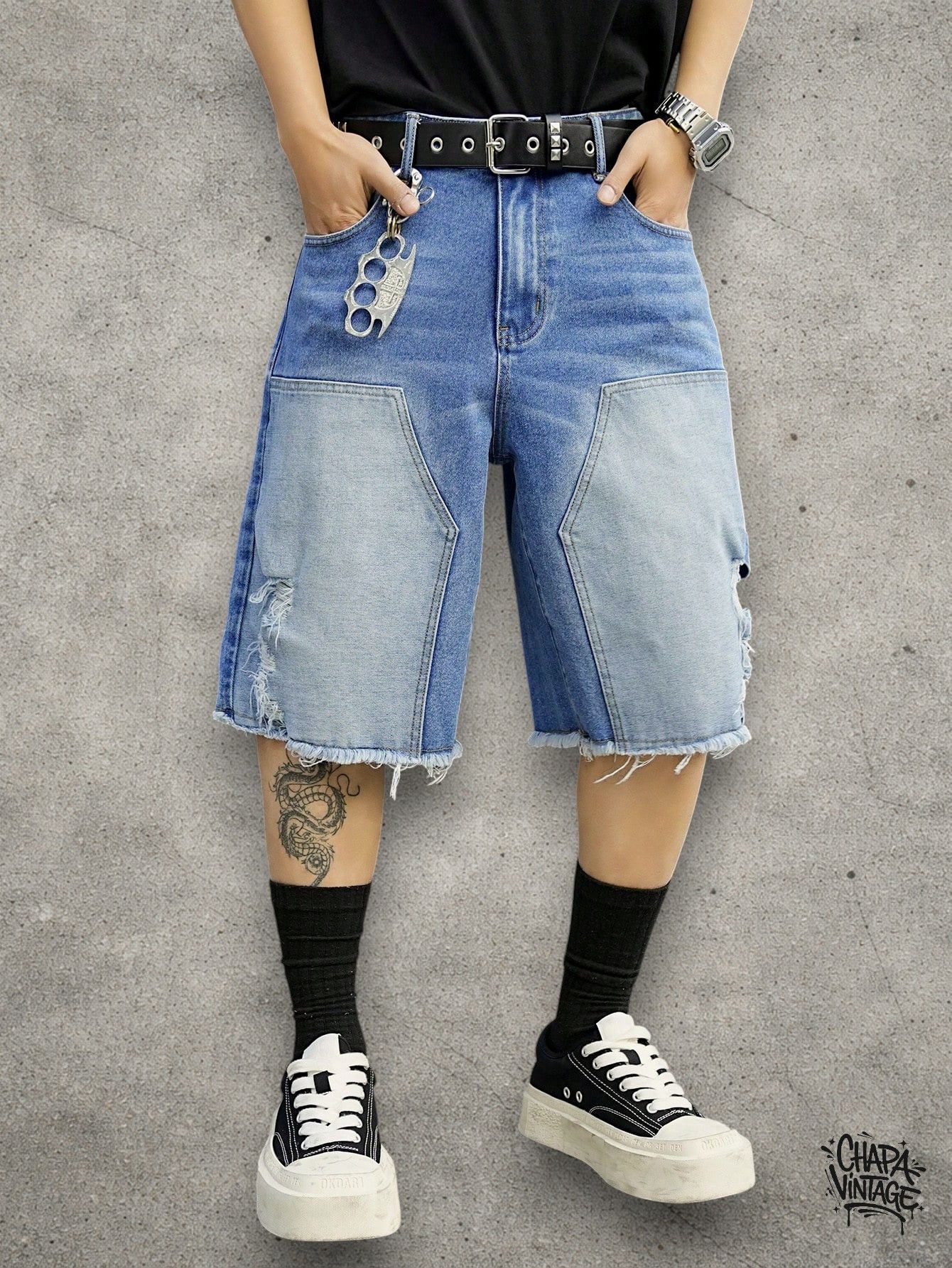 Japanese Brand Distressed washed denim shorts Size US 32 / EU 48 - 3 Thumbnail
