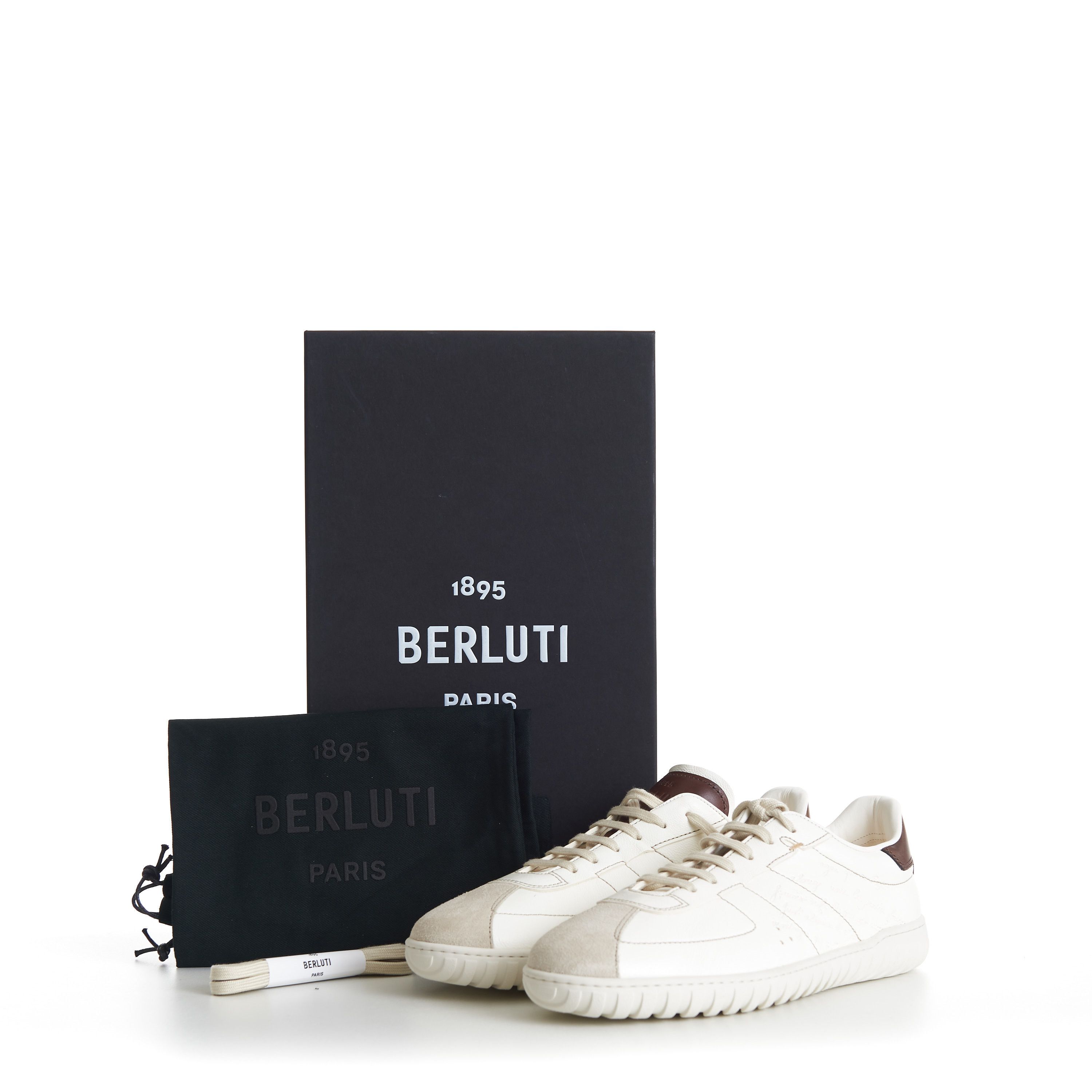 Berluti White Trainer Leather Sneaker - Scritto, Patina Leather Tab Size US 7.5 / EU 40-41 - 12 Thumbnail