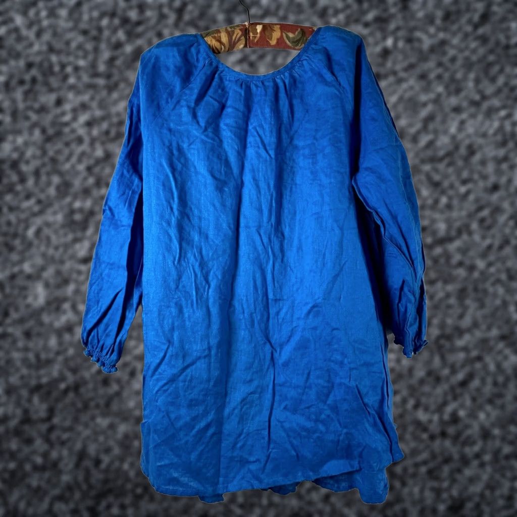 Charter Club Charter Club Womens Linen Embroidered V-Neck Tunic Blouse Blue 0X New Size XL / US 12-14 / IT 48-50 - 1 Thumbnail