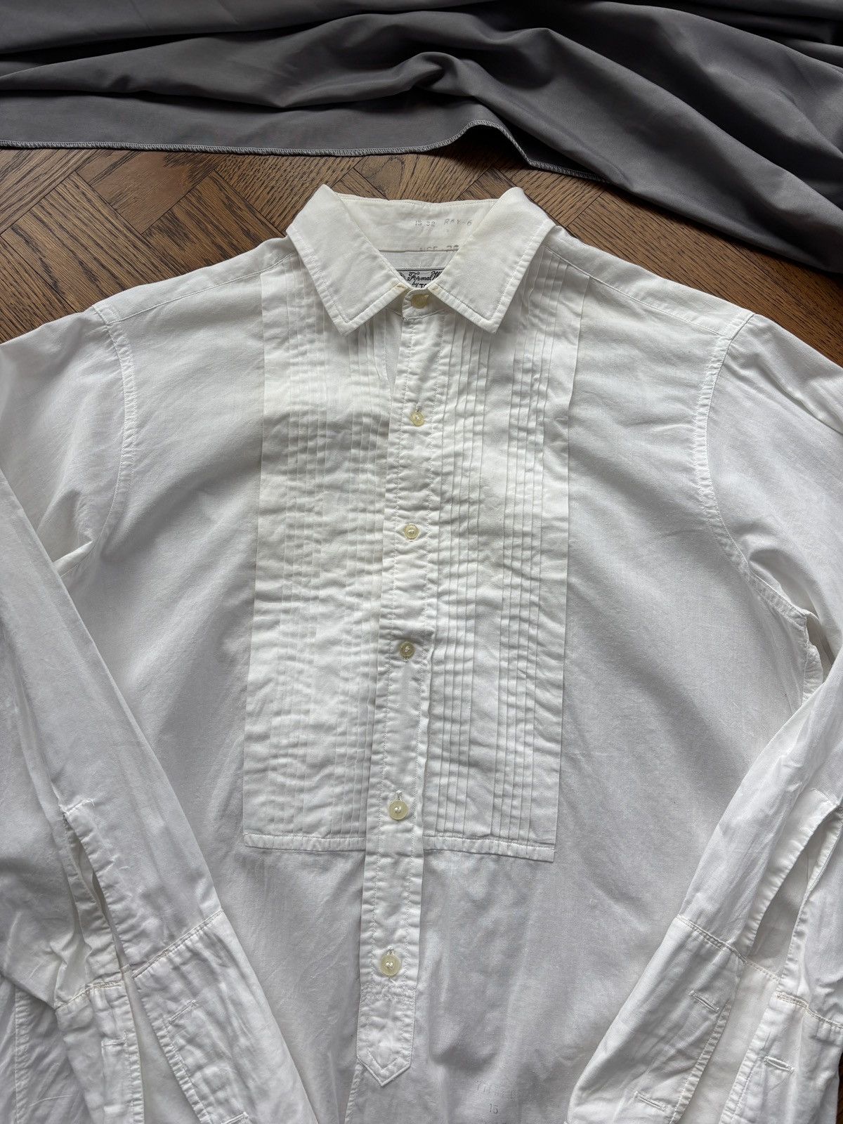 Arrow × Van Heusen × Vintage 1960s Dress Shirt Vintage Tooke Bros Canada Ruffle Formal US Size 38S - 3 Thumbnail