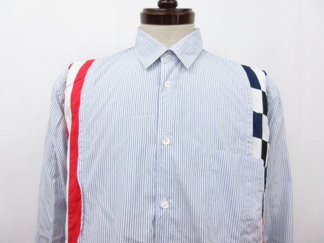 Comme des Garcons SHIRT Shirt Striped Switch Long Sleeve Blue Size US S / EU 44-46 / 1 - 8 Thumbnail