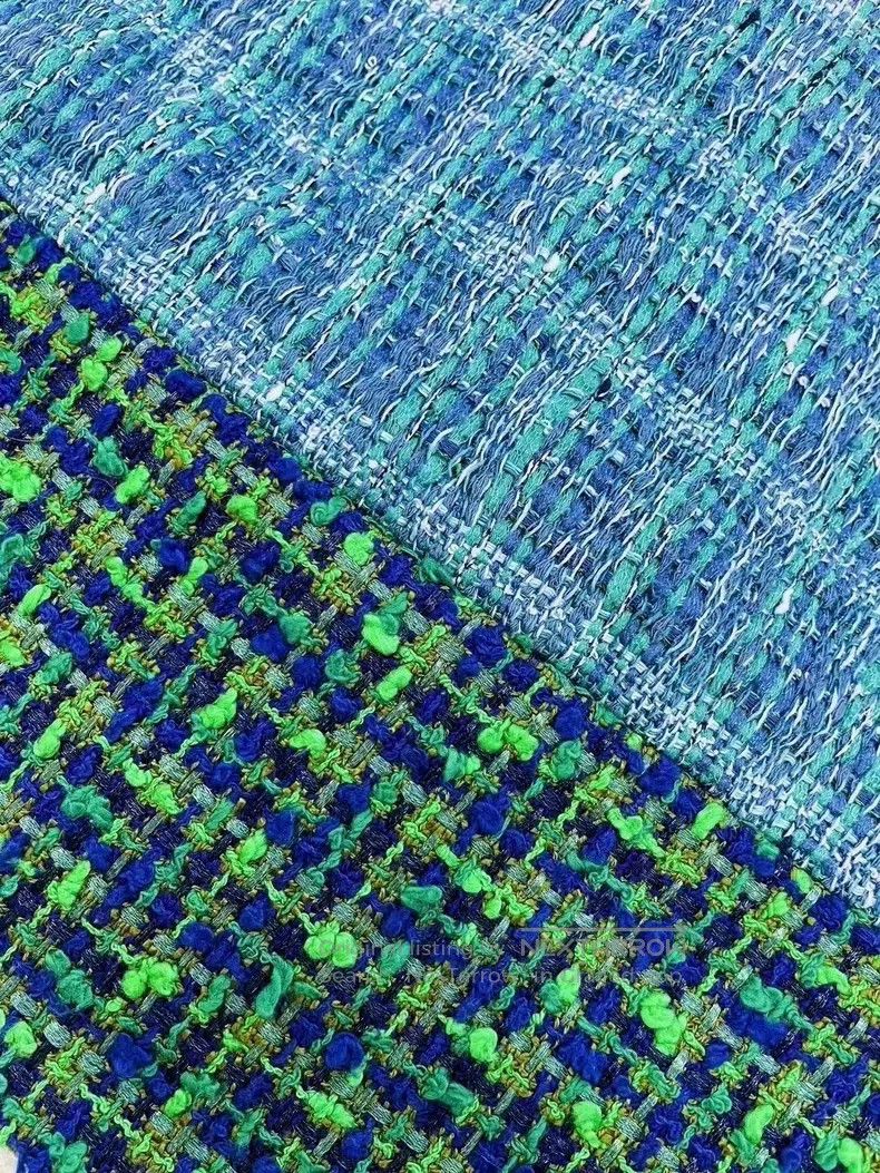 Chanel Waterfall show blue and green mixed colour woven sl