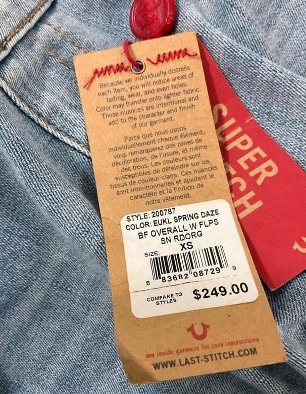 True Religion NWT True Religion Denim Overall Sz XS RSP 249$ Size 30" / US 8 / IT 44 - 7 Thumbnail
