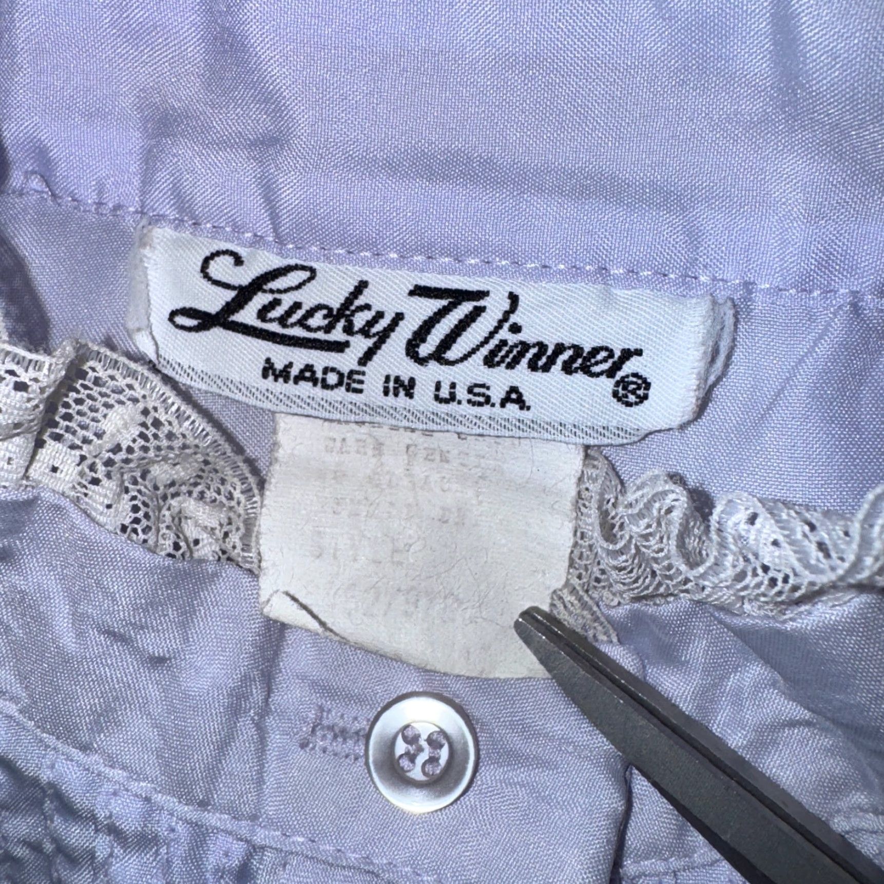 Vintage VINTAGE Lucky Winner Blouse Purple Lace 70s Ruffle Long Sleeve Button Collared Women S Regular Small Purple Size S / US 4 / IT 40 - 3 Thumbnail