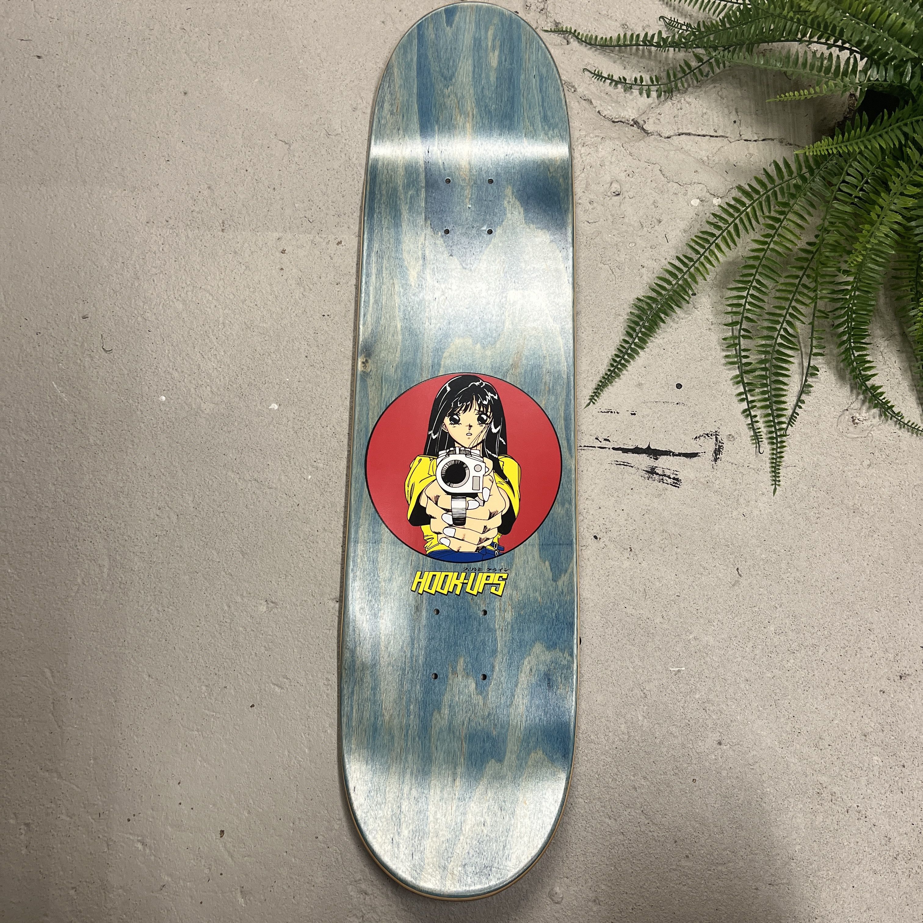 Hook-Ups Hook-Ups Girl with a Gun Skateboard Blue Front Side Size ONE SIZE - 3 Thumbnail