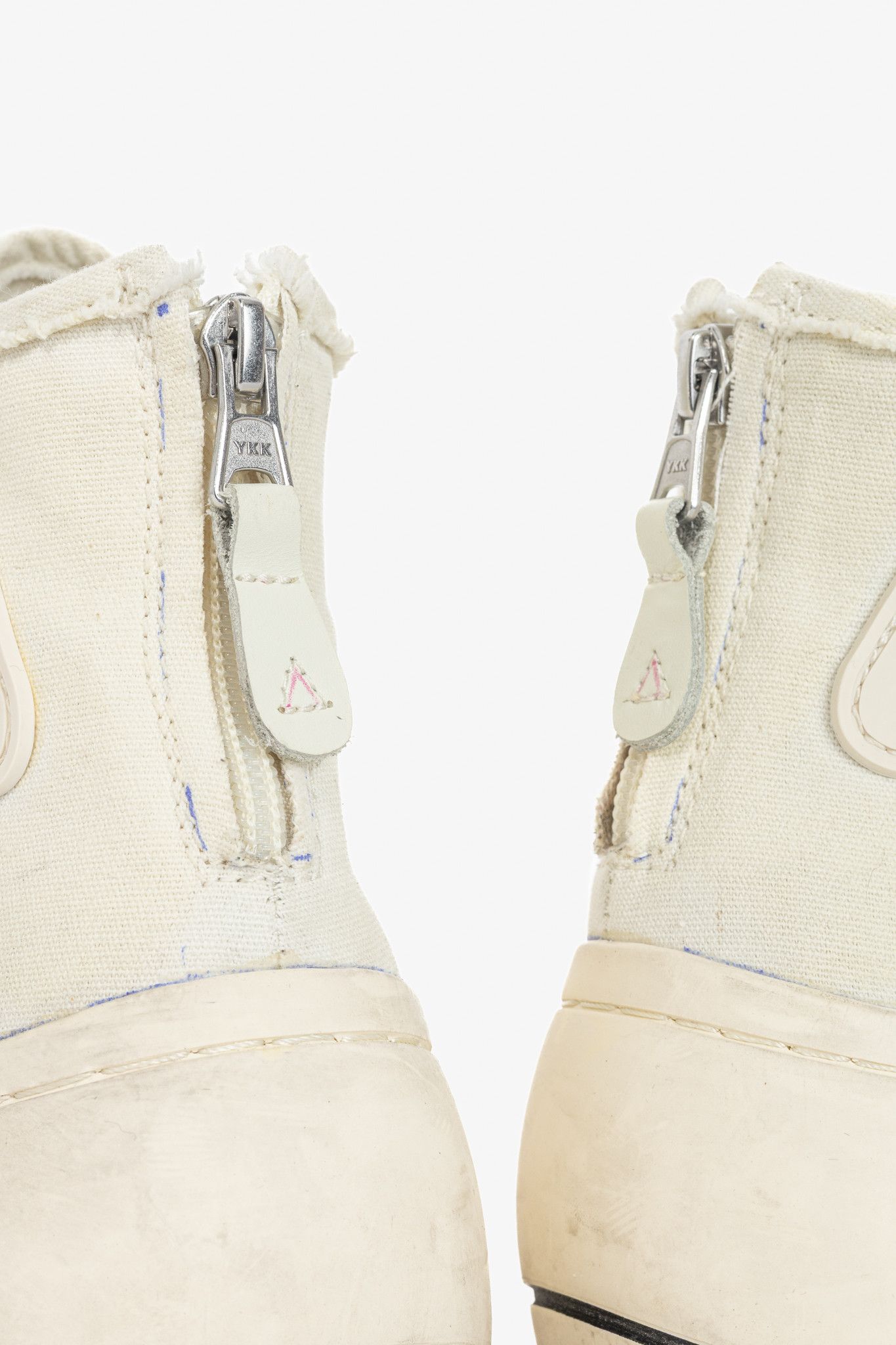 R13 R13 Kurt Ecru Canvas Lace-Up Platform High-Top Sneakers Size US 7 / IT 37 - 9 Thumbnail